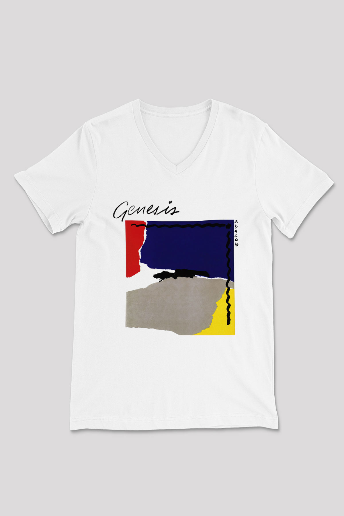 Genesis Beyaz Unisex V Yaka Tişört T-Shirt