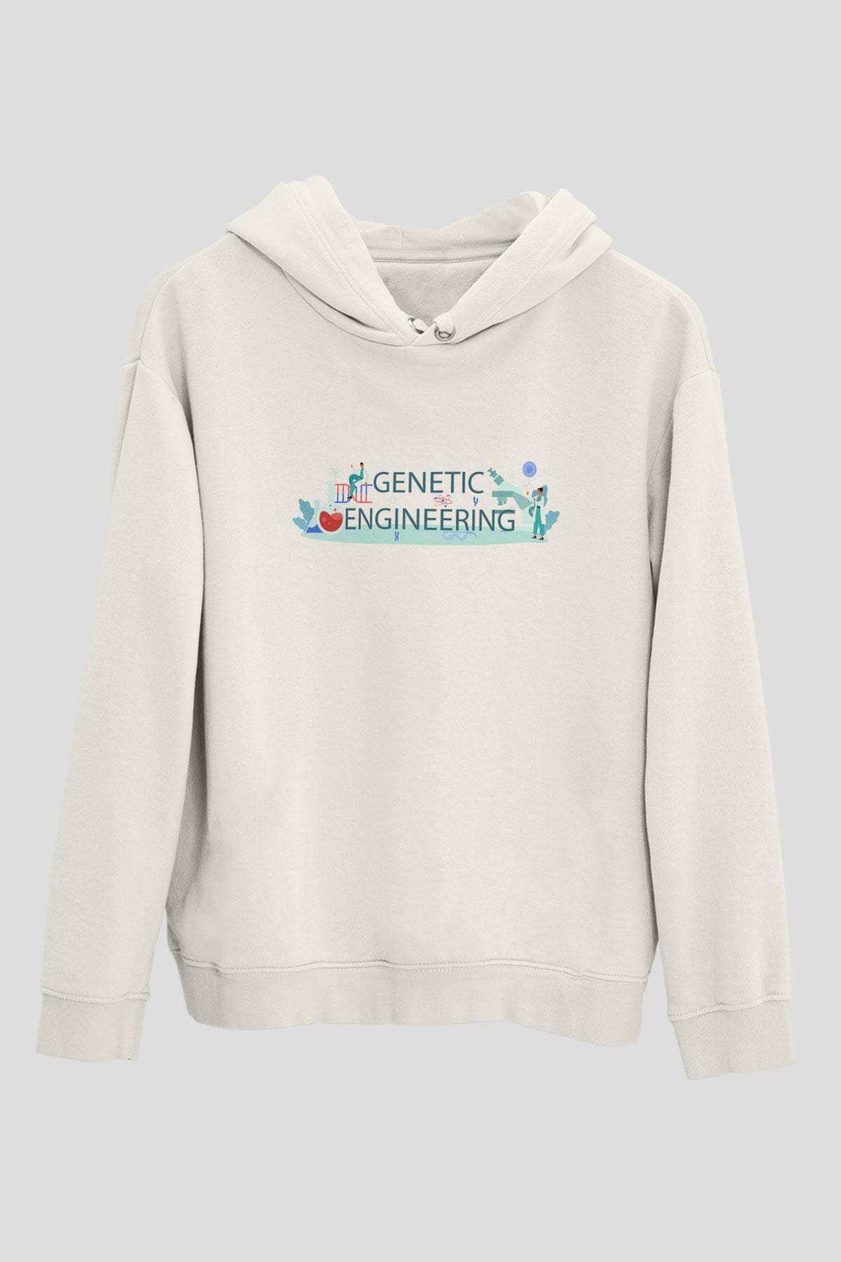 Genetik Mühendisliği Baskılı Unisex Beyaz Hoodie