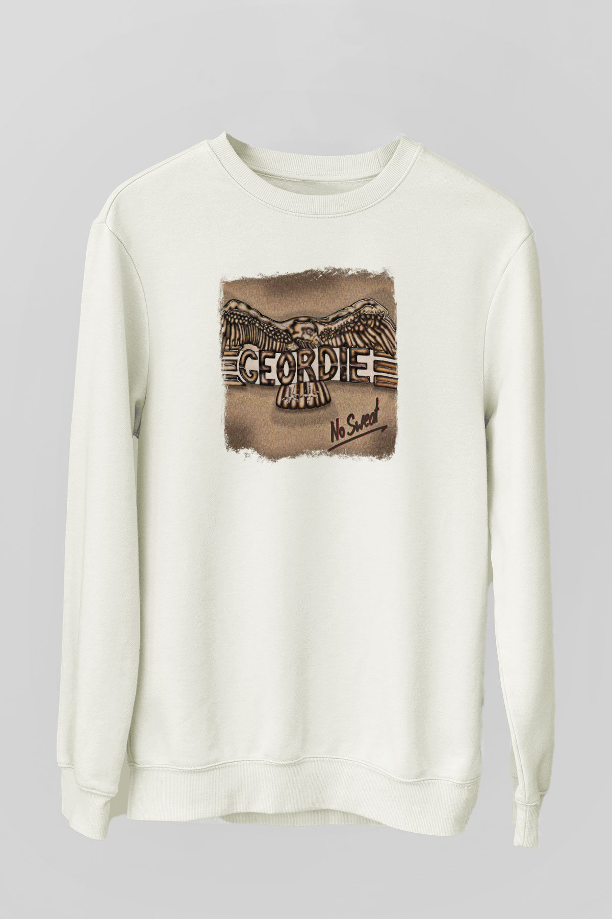 Geordie Baskılı Unisex Beyaz Sweatshirt