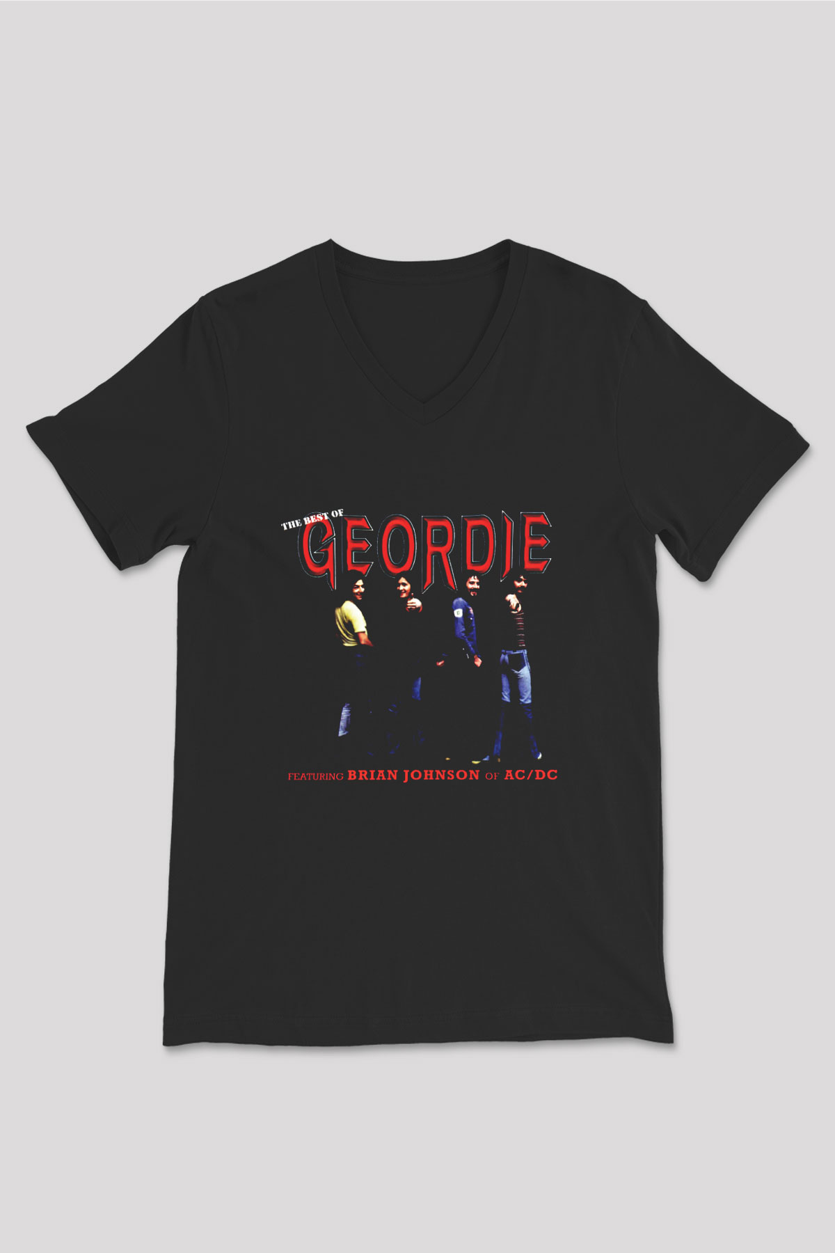 Geordie Baskılı Unisex Siyah V Yaka Tişört