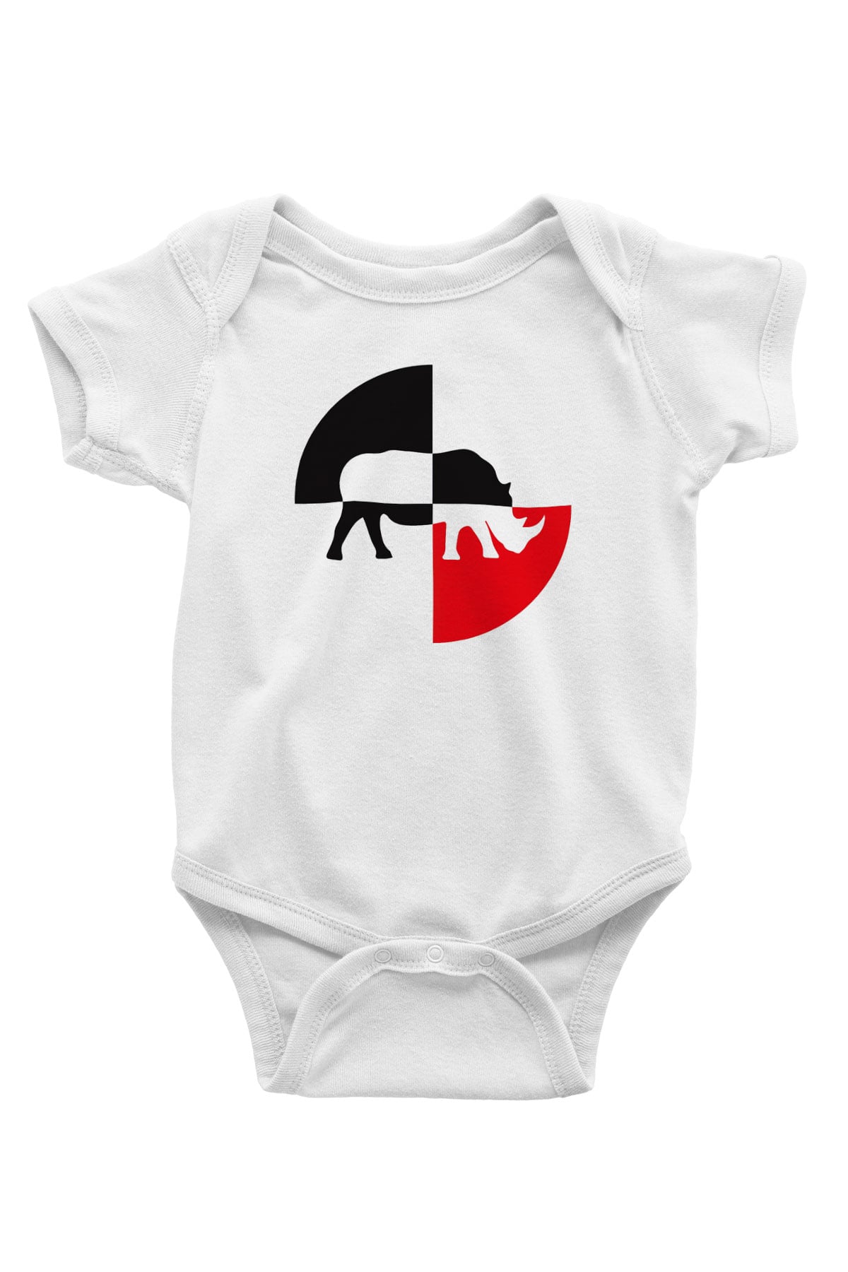 Gergedan Baskılı Beyaz Unisex Bebek Body - Zıbın