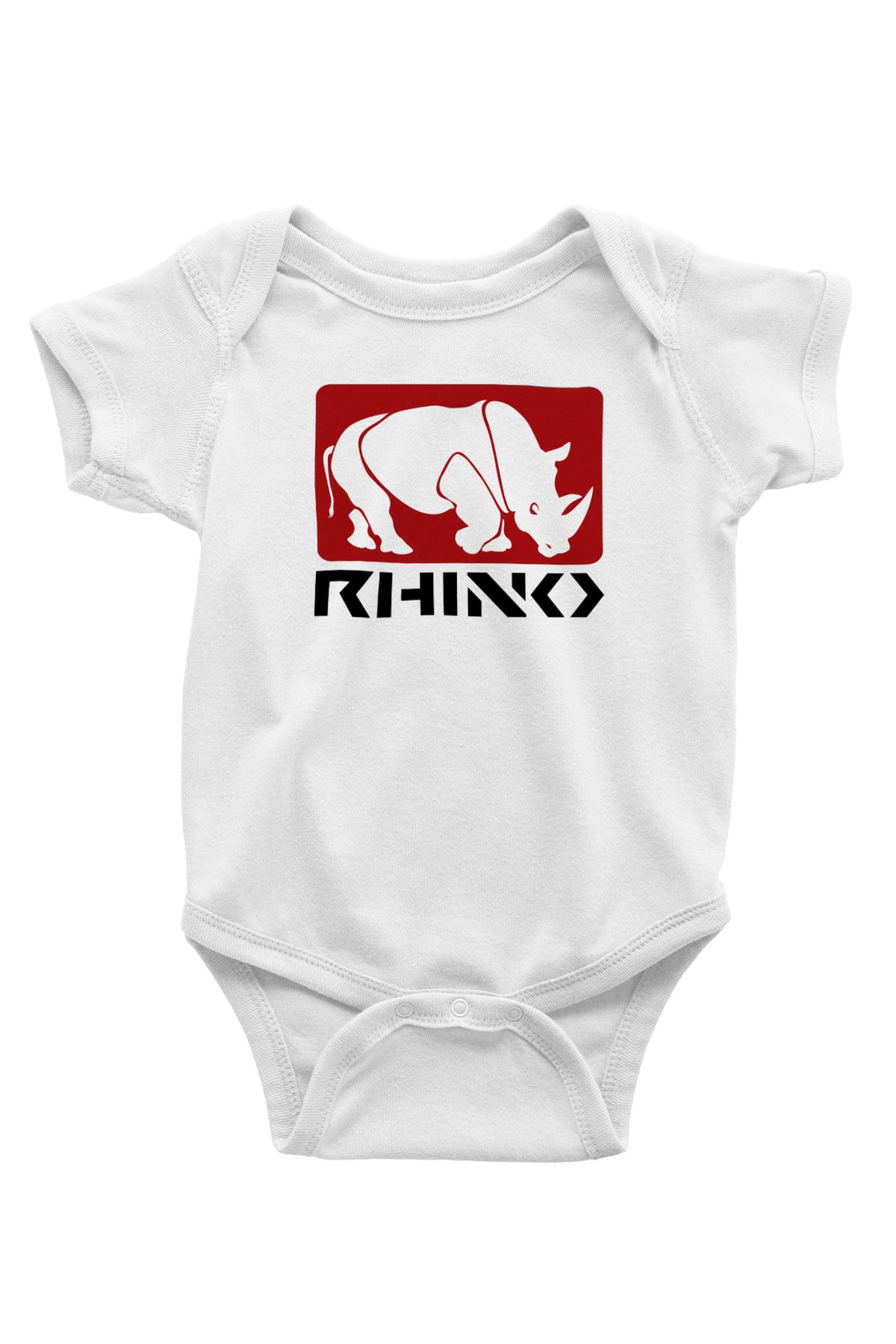 Gergedan Baskılı Beyaz Unisex Bebek Body - Zıbın