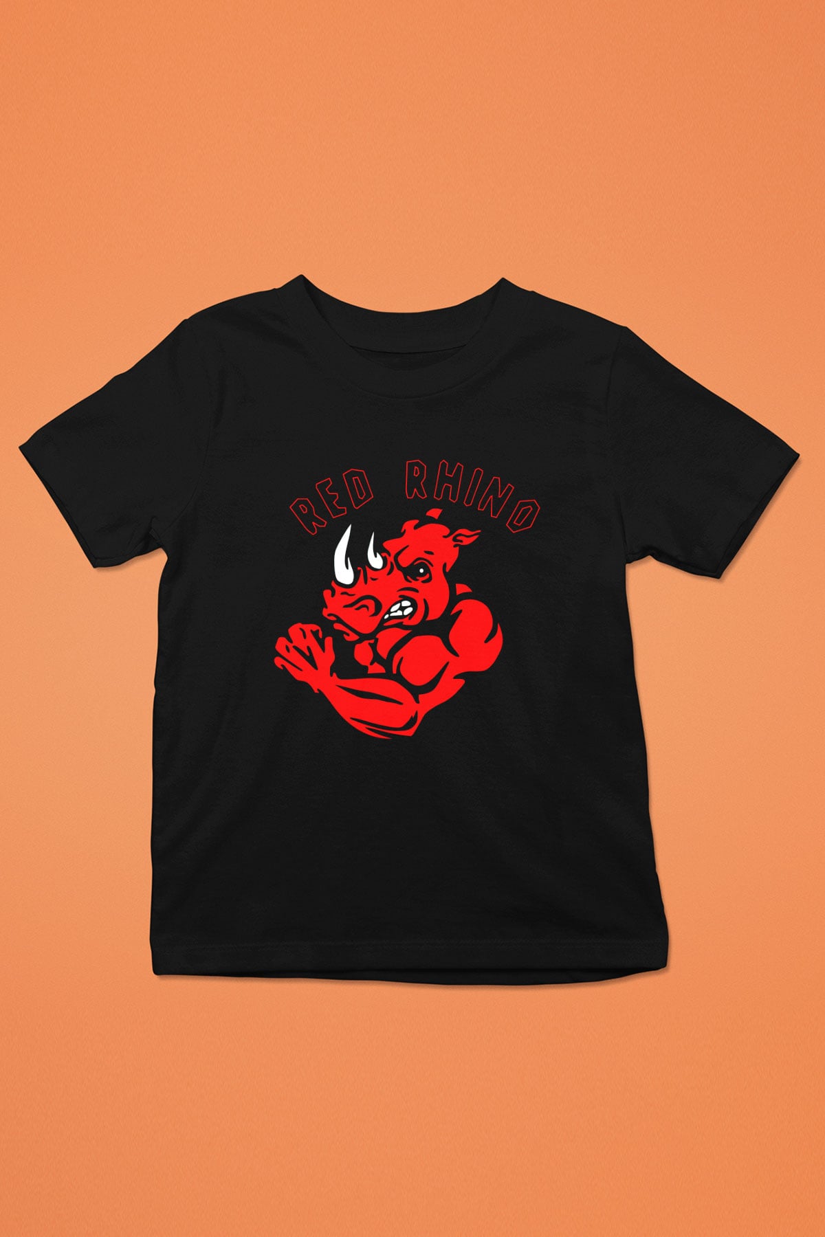 Gergedan Baskılı Siyah Unisex Çocuk Tişört