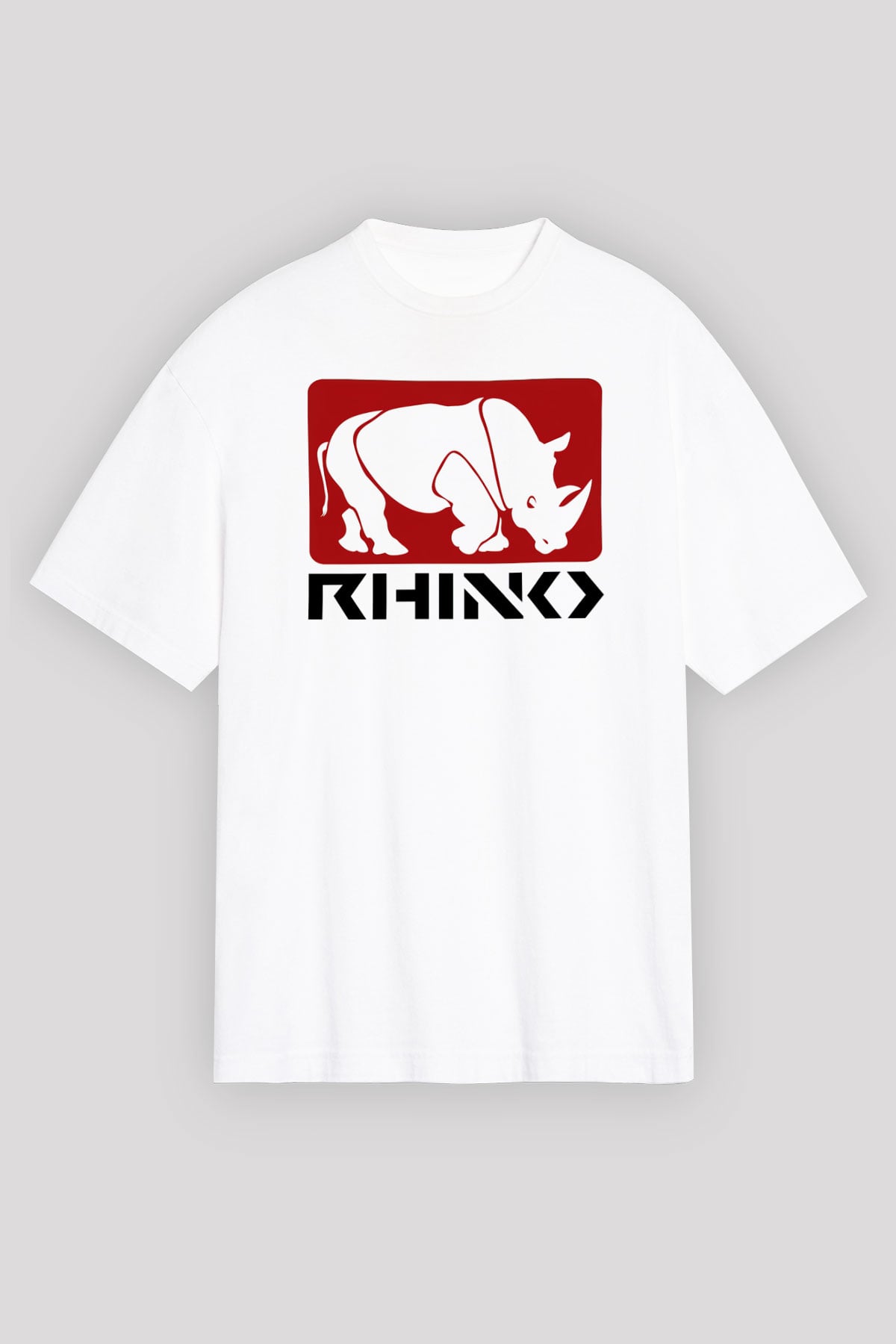Gergedan Beyaz Unisex Oversize Tişört T-Shirt