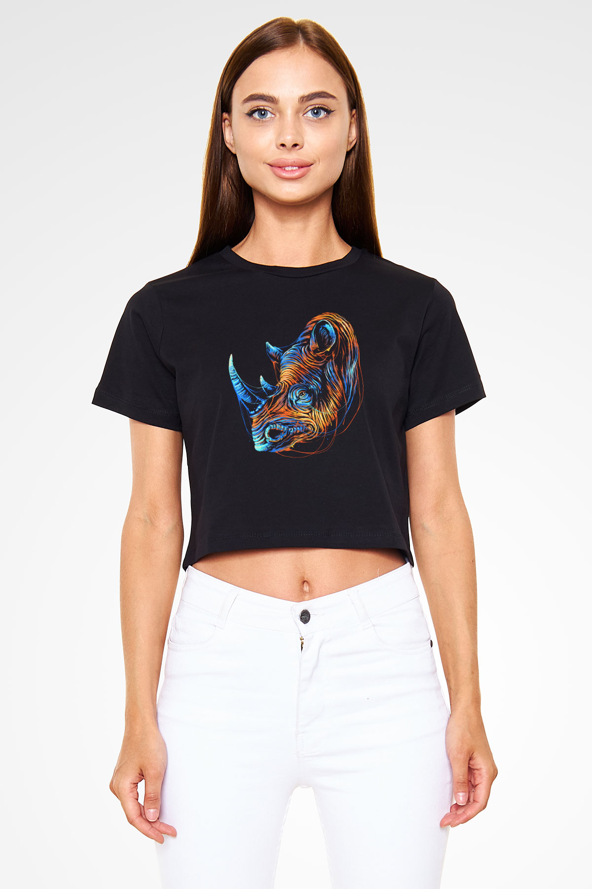 Gergedan Siyah  Crop Top Tişört