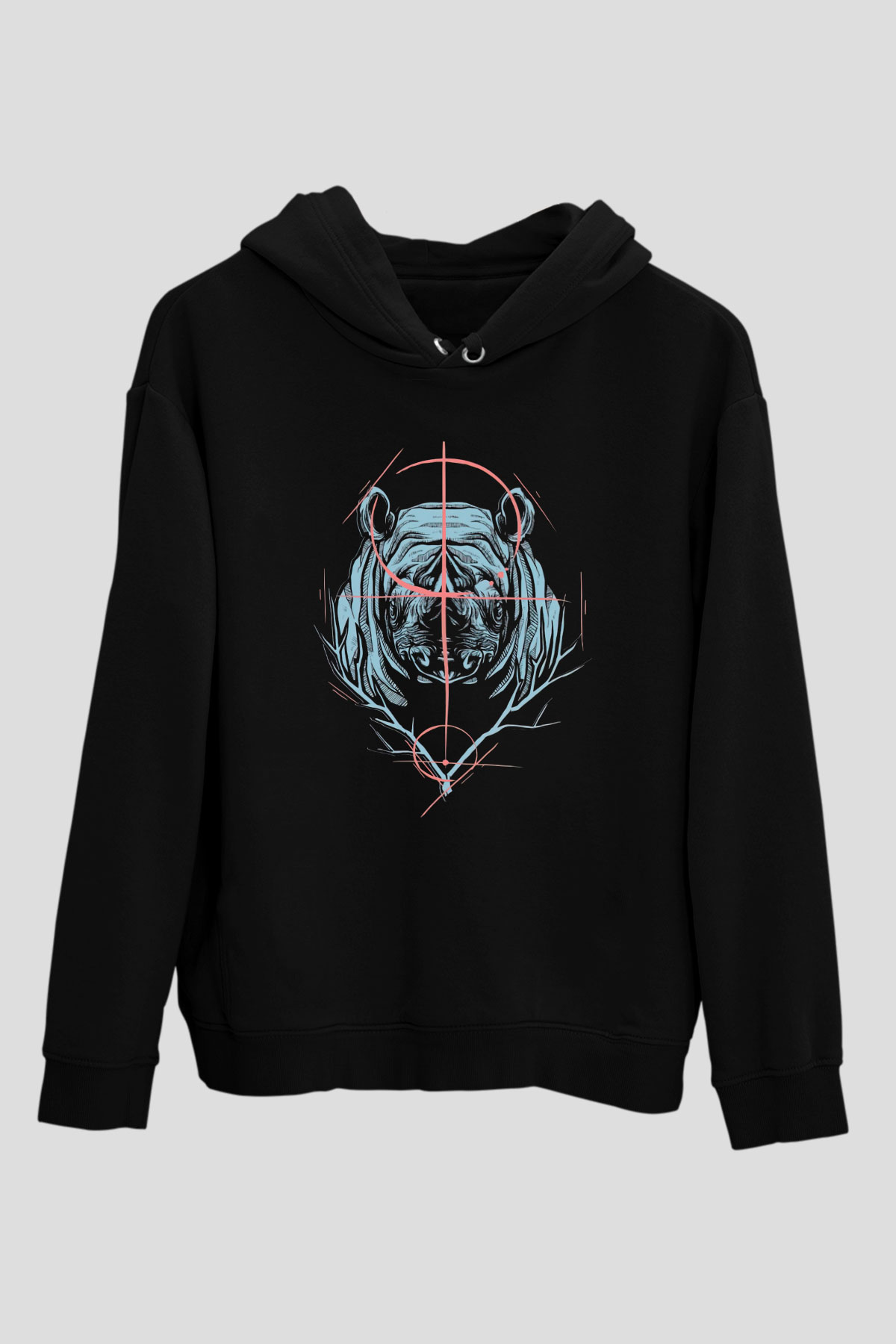 Gergedan Siyah Unisex Hoodie