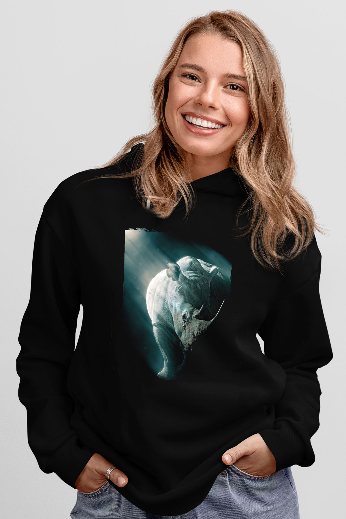 Gergedan Siyah Unisex Hoodie