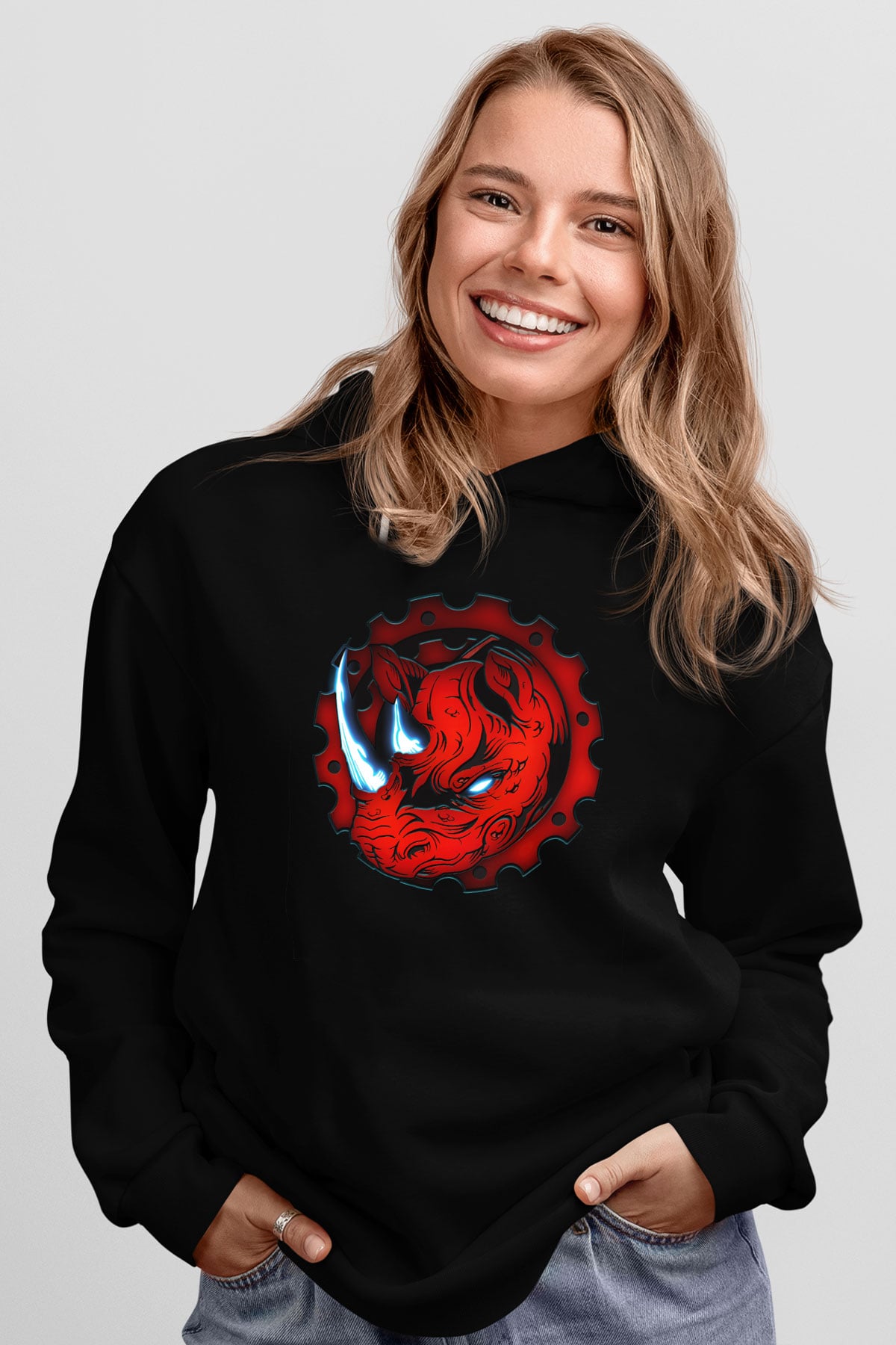 Gergedan Siyah Unisex Hoodie