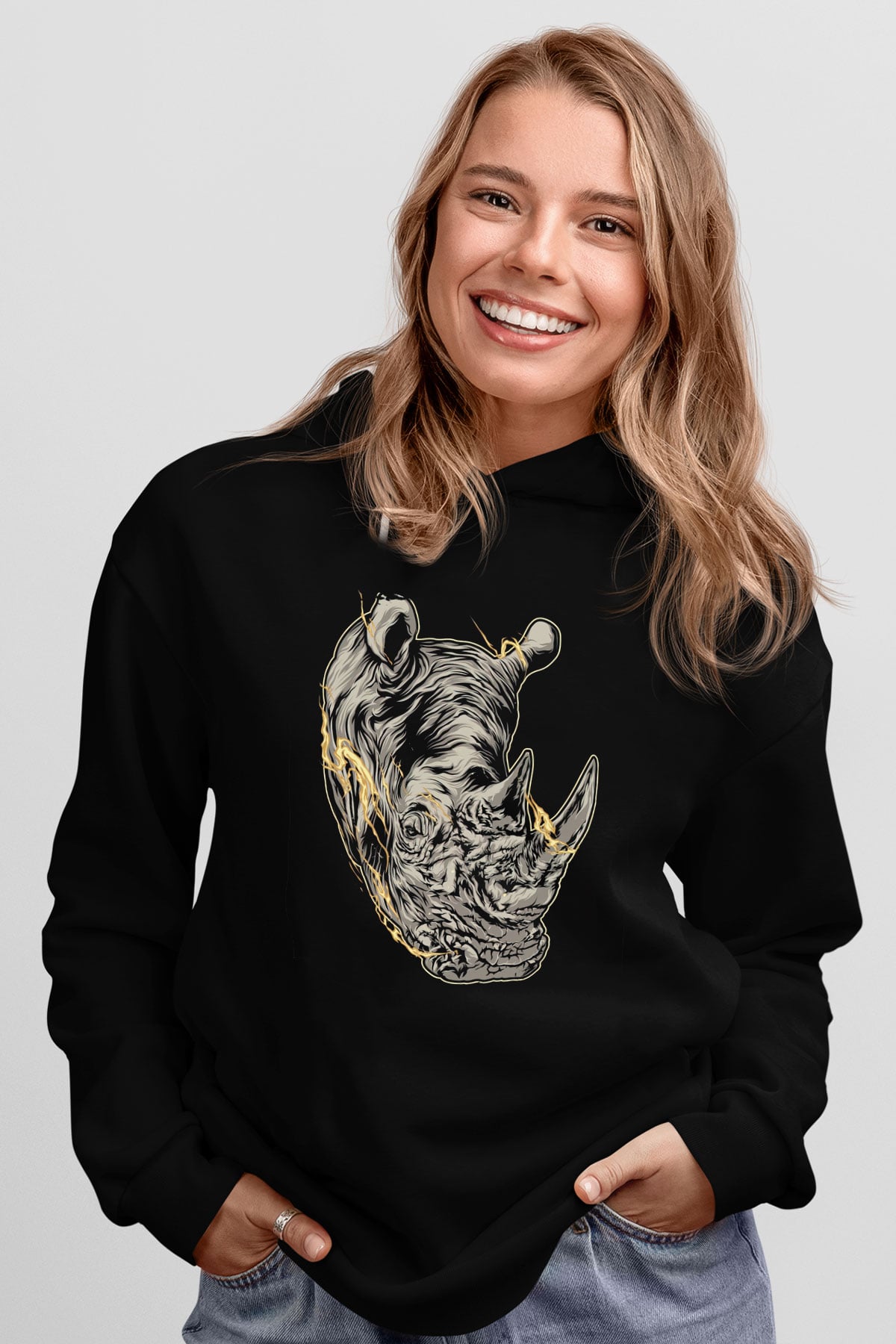 Gergedan Siyah Unisex Hoodie