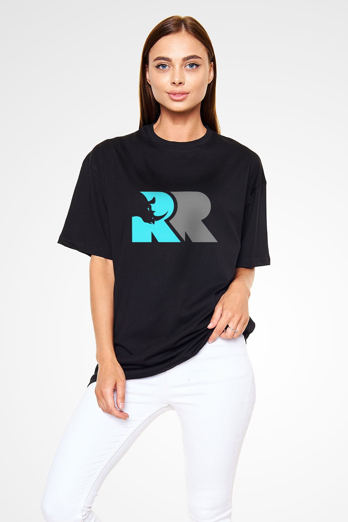 Gergedan Siyah Unisex Oversize Tişört T-Shirt
