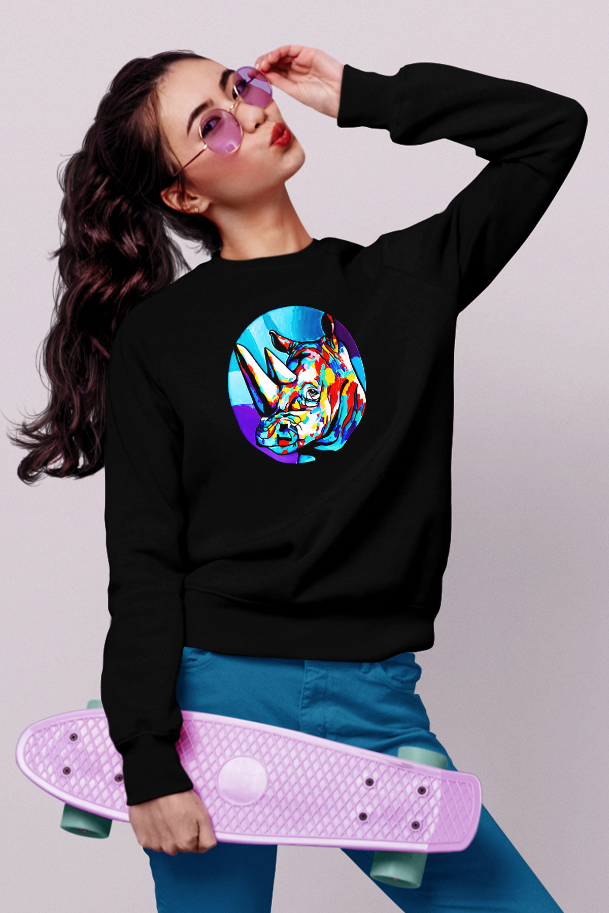 Gergedan Siyah Unisex Sweatshirt