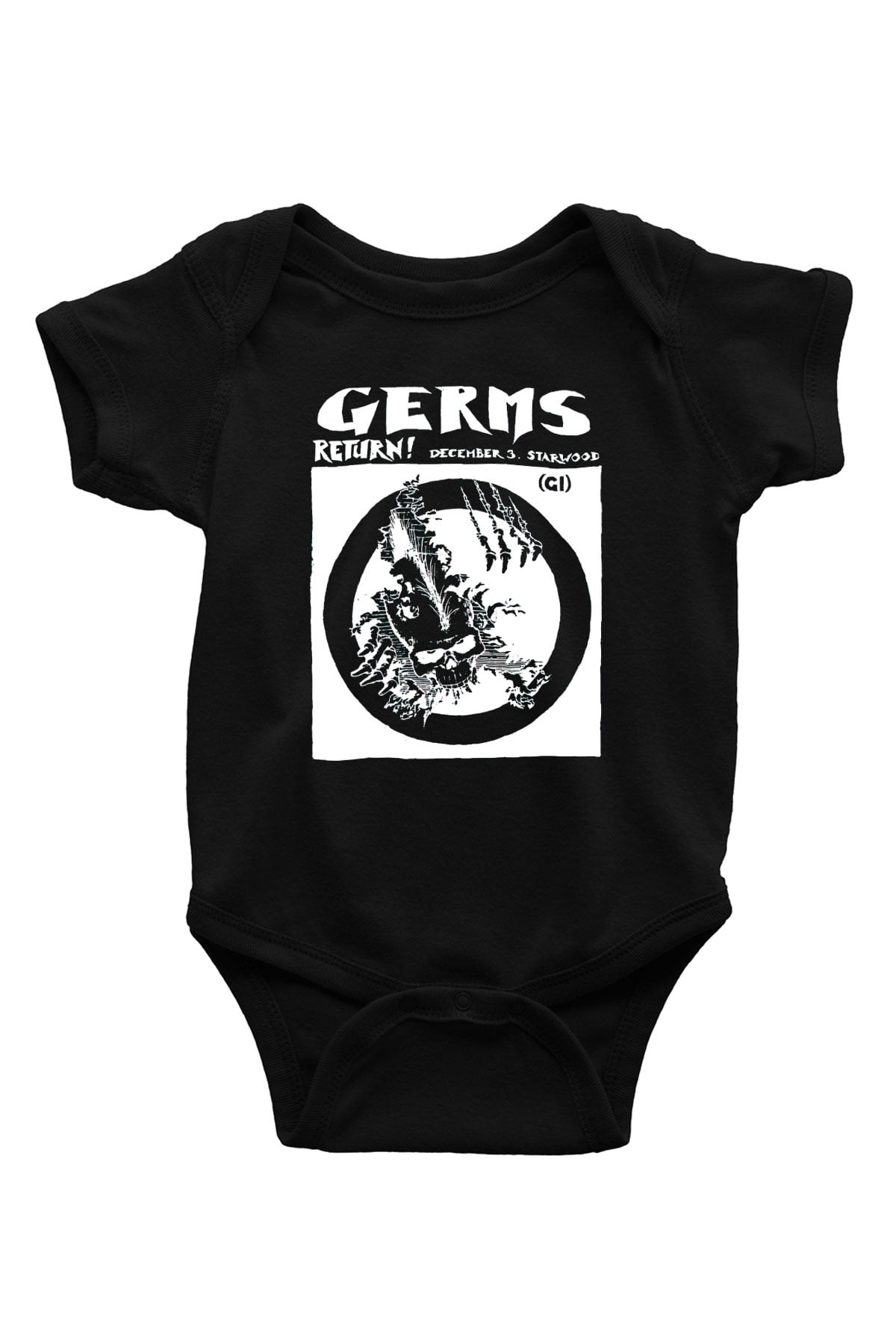 Germs Baskılı Siyah Bebek Body - Zıbın
