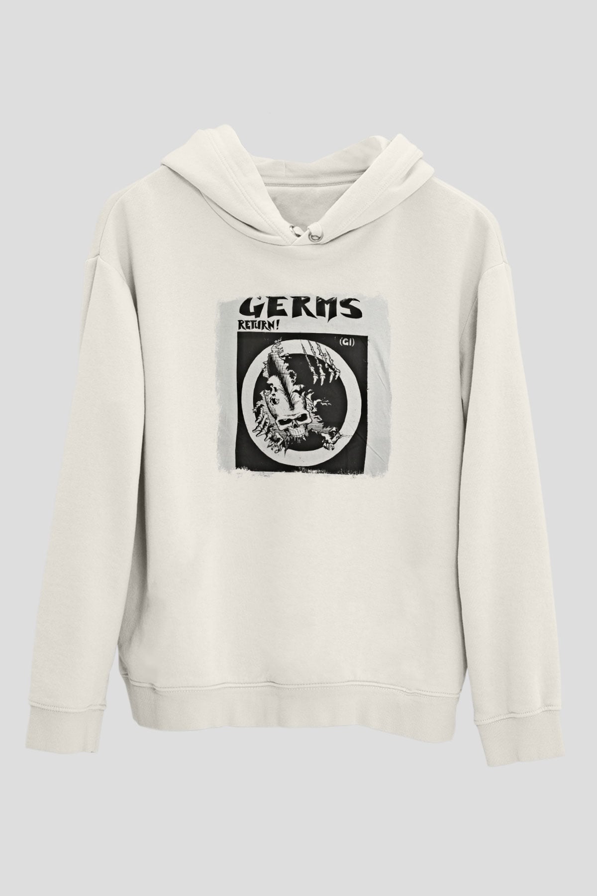 Germs Baskılı Unisex Beyaz Hoodie