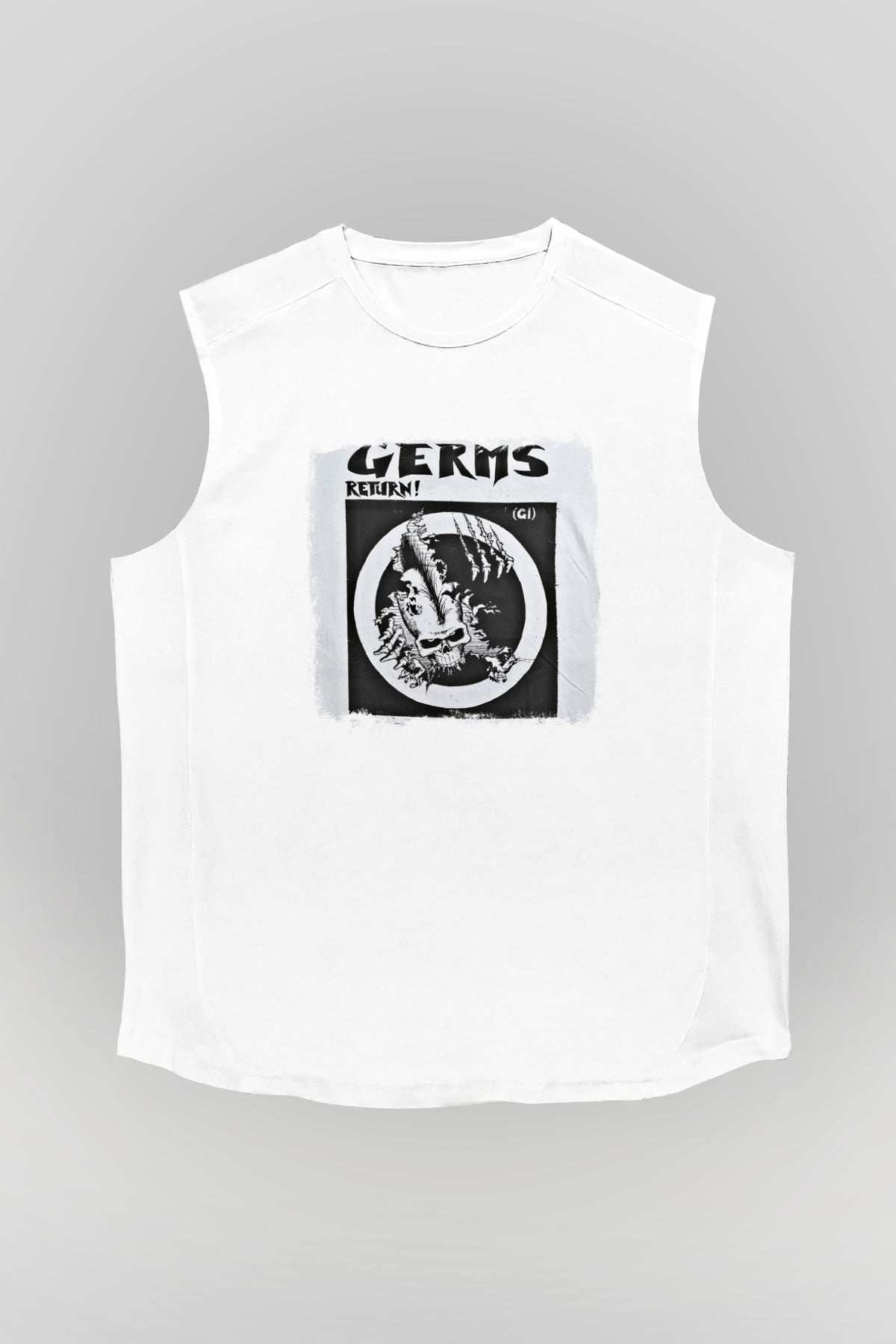 Germs Baskılı Unisex Beyaz Kolsuz Tişört