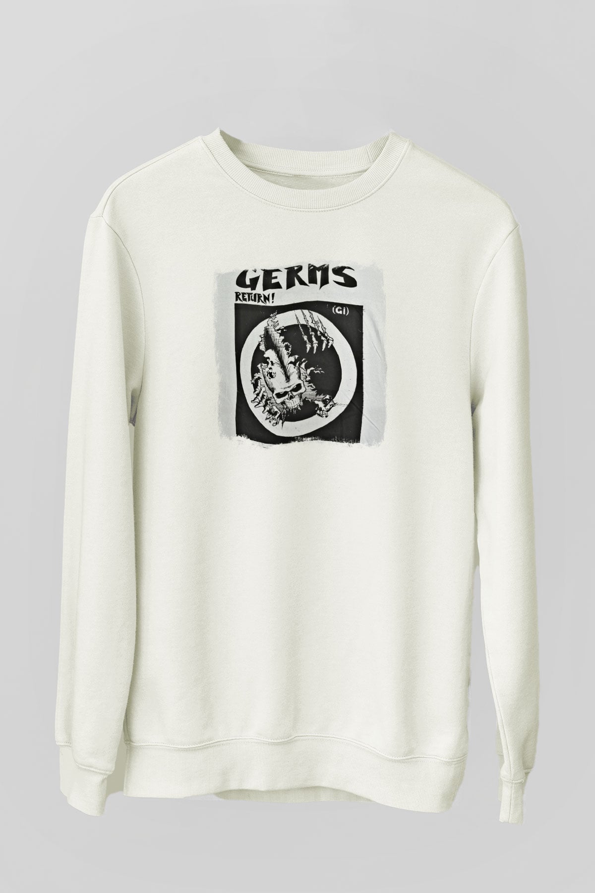Germs Baskılı Unisex Beyaz Sweatshirt