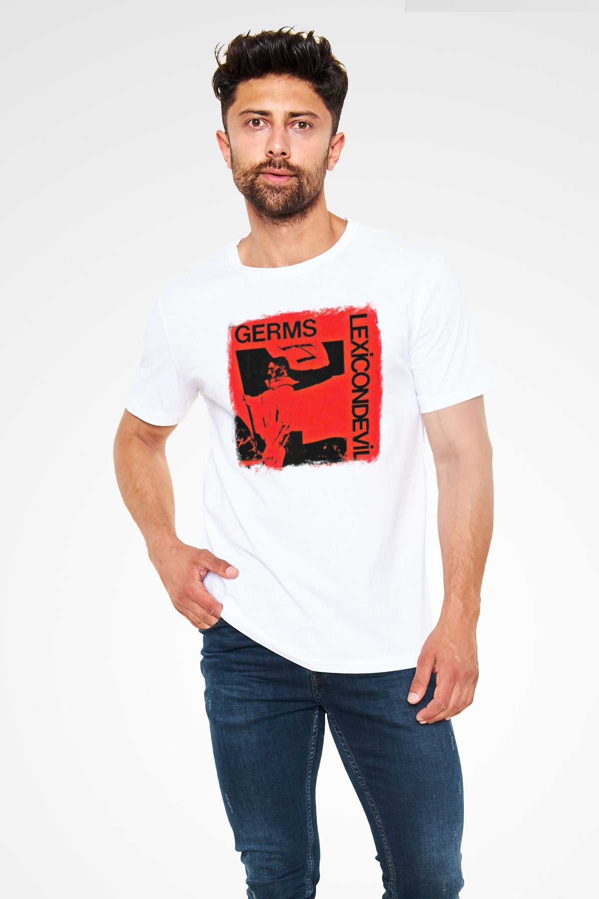 Germs Baskılı Unisex Beyaz Tişört