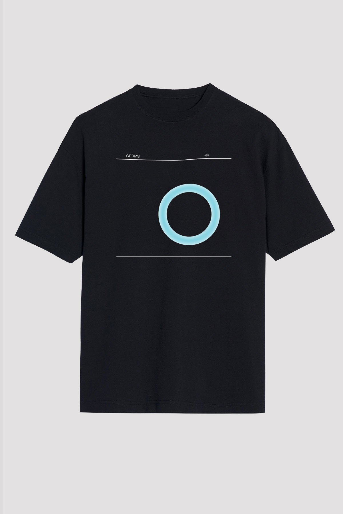Germs Baskılı Unisex Siyah Oversize Tişört