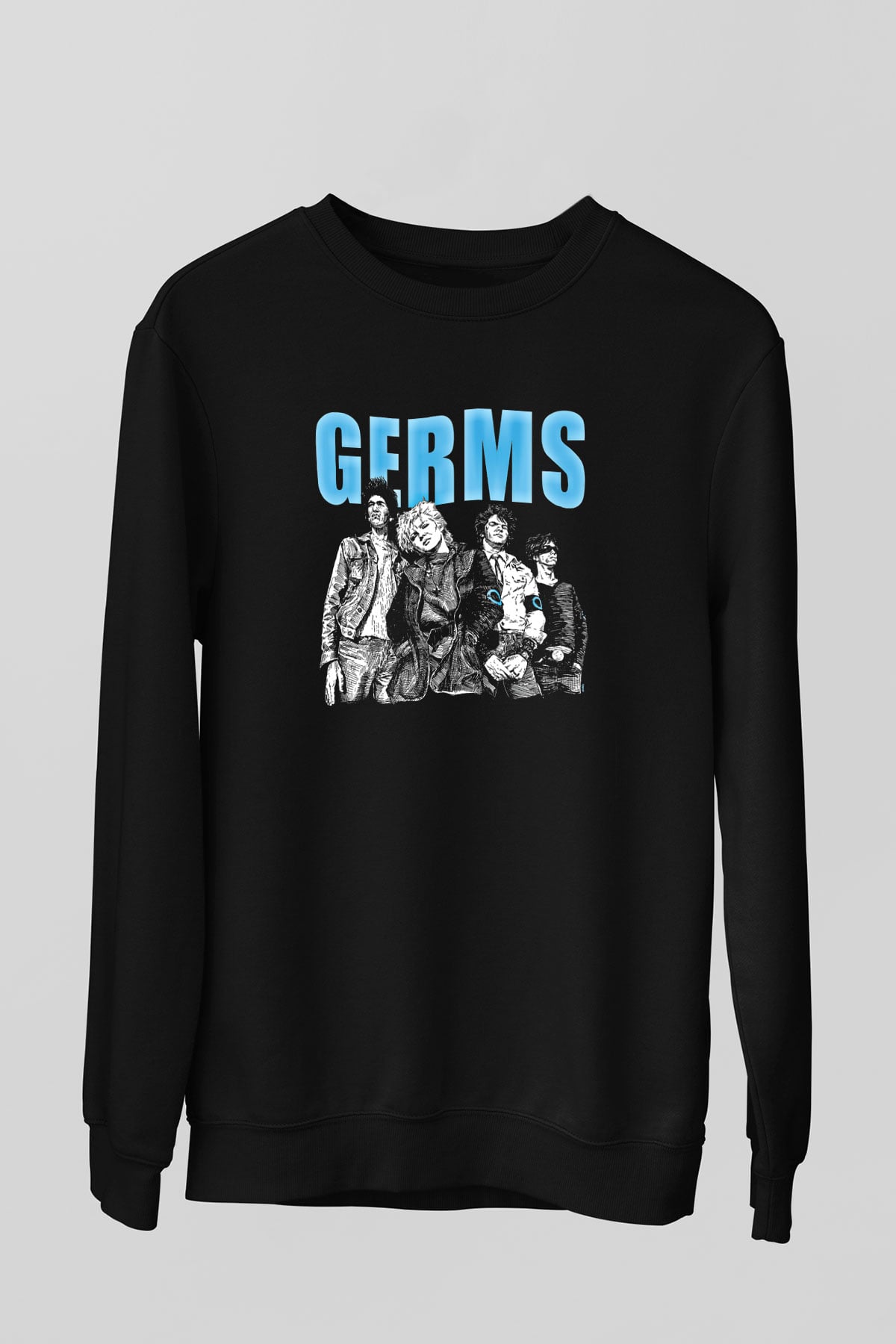 Germs Baskılı Unisex Siyah Sweatshirt