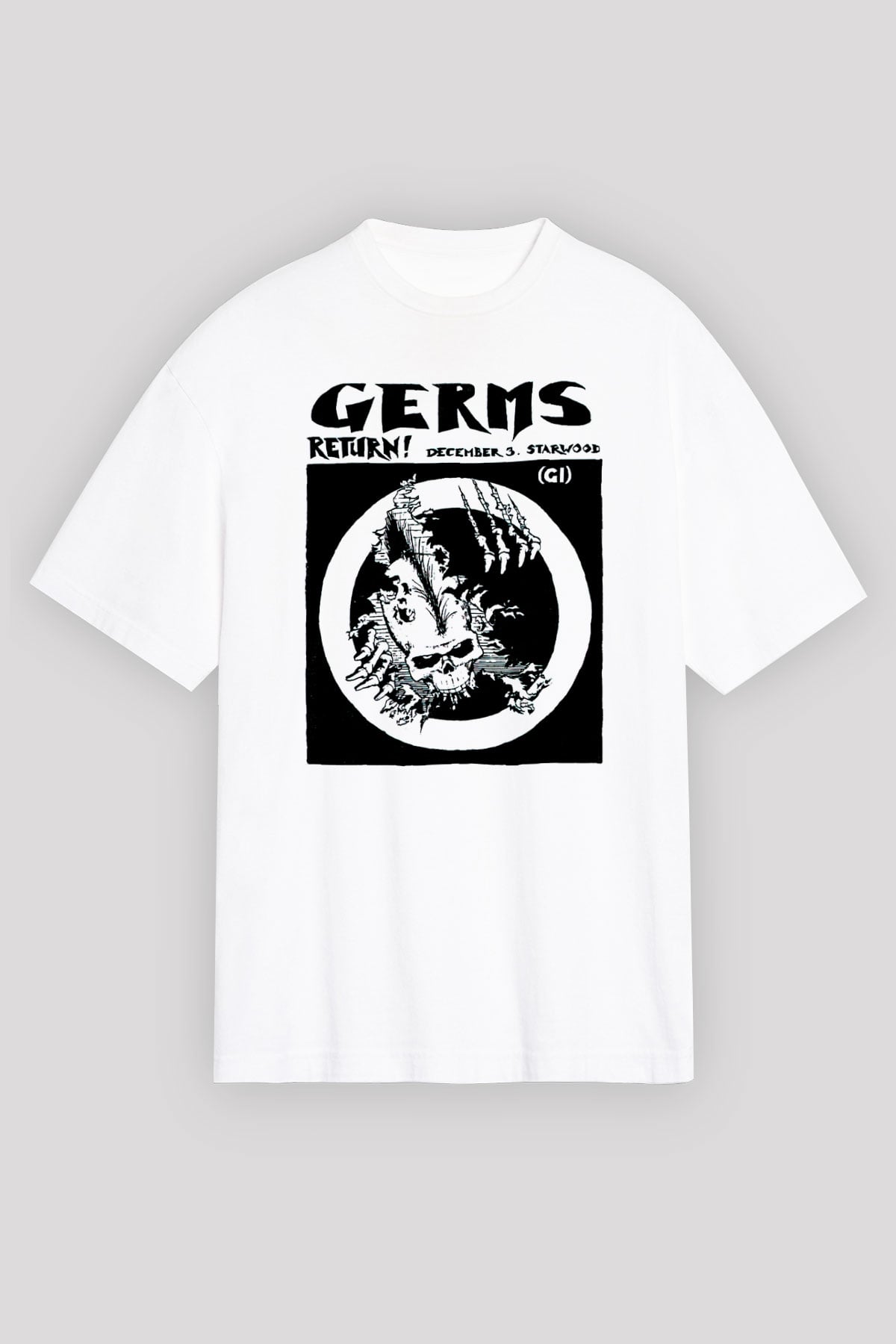 Germs Beyaz Unisex Oversize Tişört T-Shirt