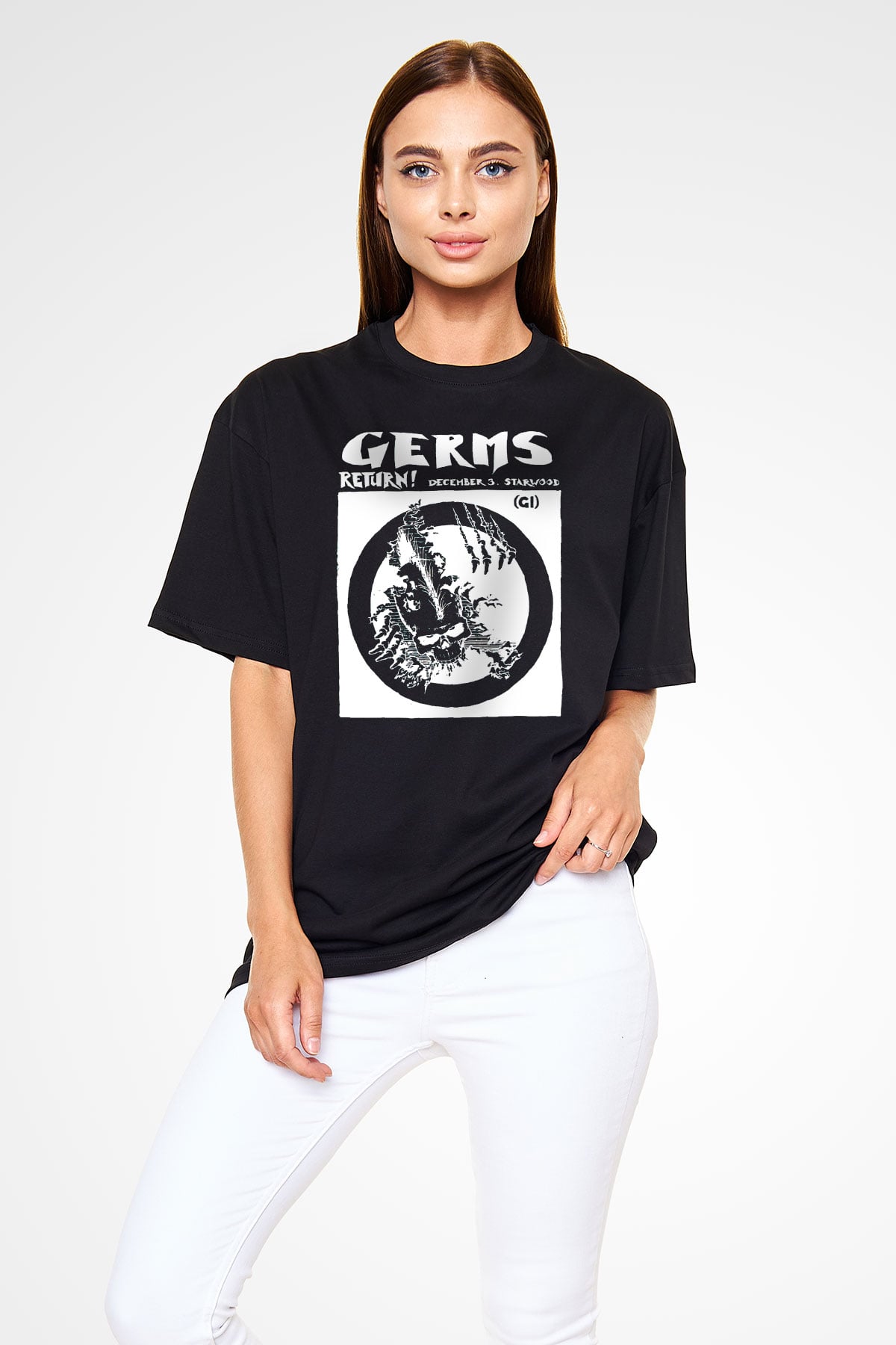 Germs Siyah Unisex Oversize Tişört T-Shirt