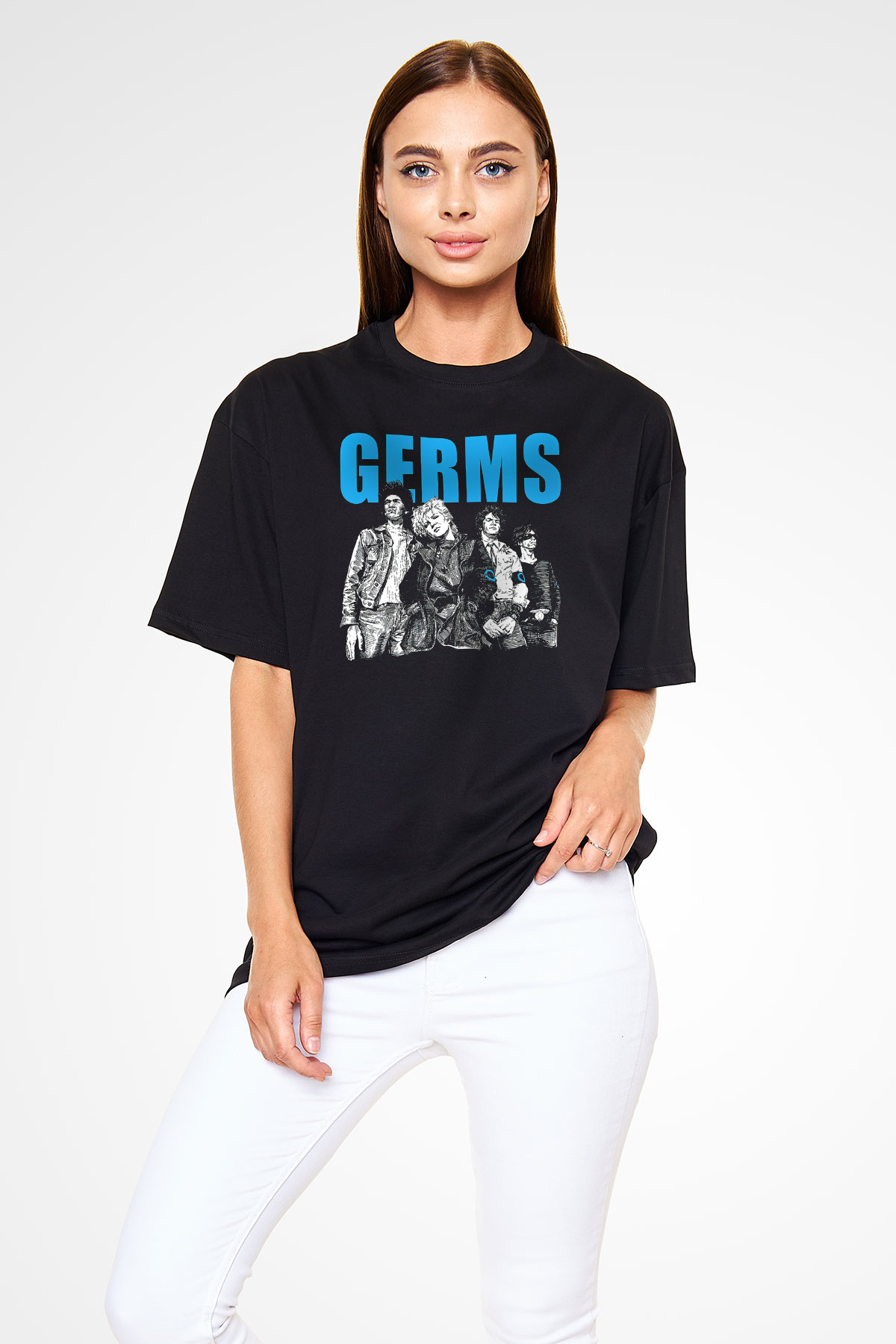 Germs Siyah Unisex Oversize Tişört T-Shirt