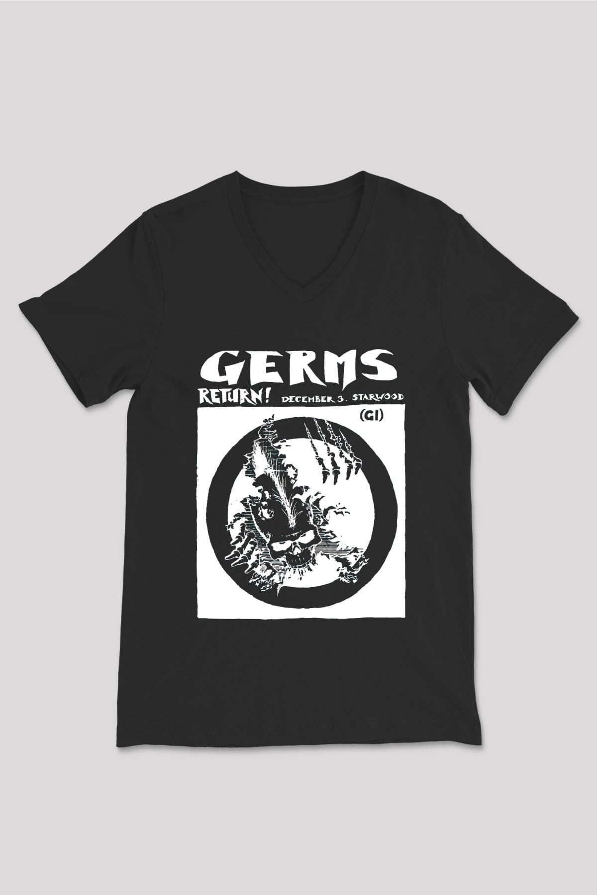 Germs Siyah Unisex V Yaka Tişört T-Shirt