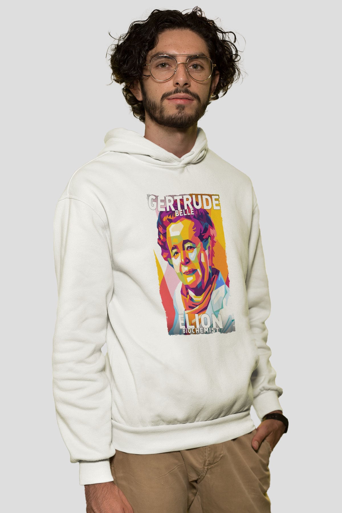 Gertrude B Elion Baskılı Unisex Ekru Hoodie