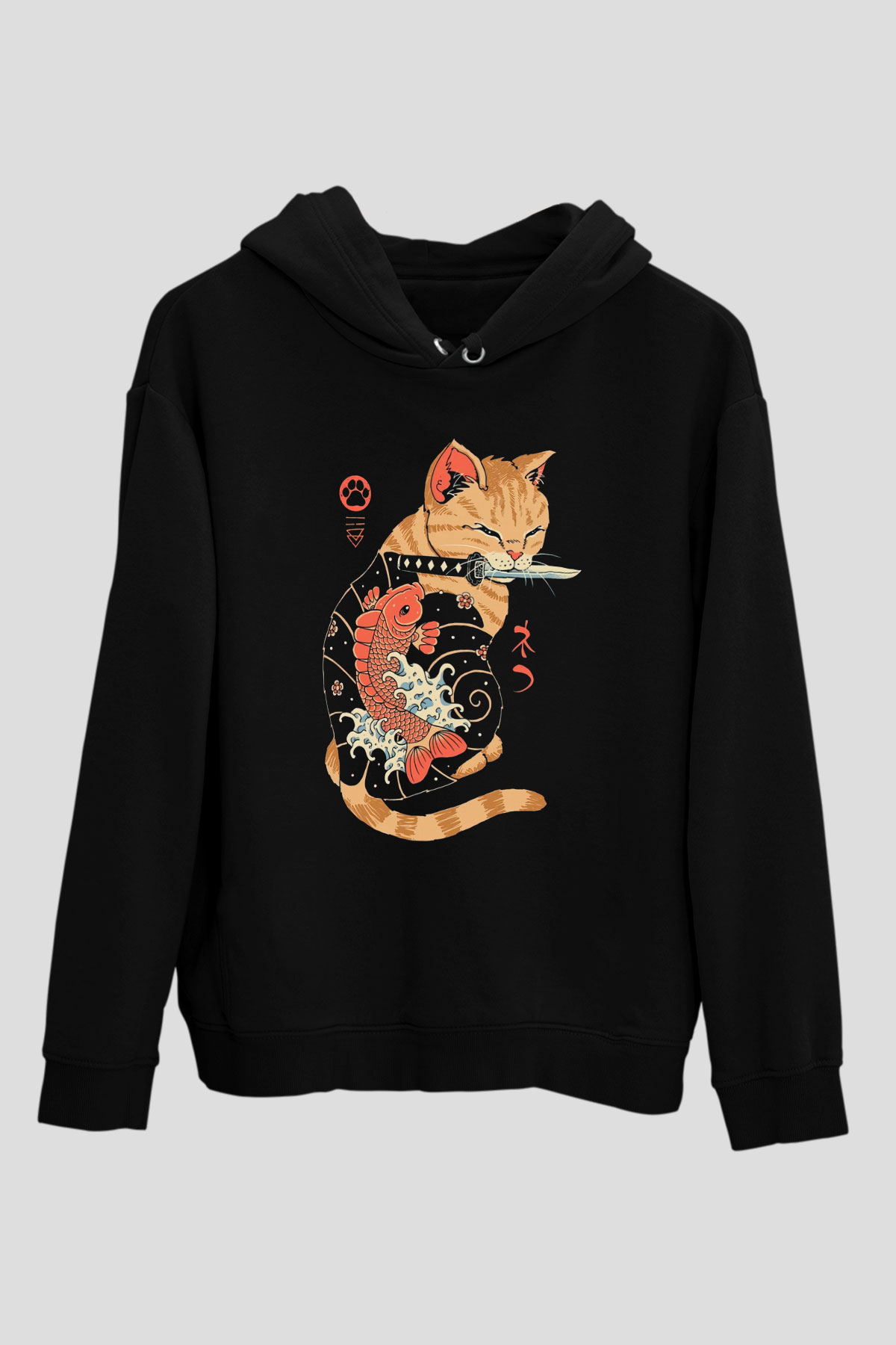 Geyşa KediSiyah  Unisex Hoodie
