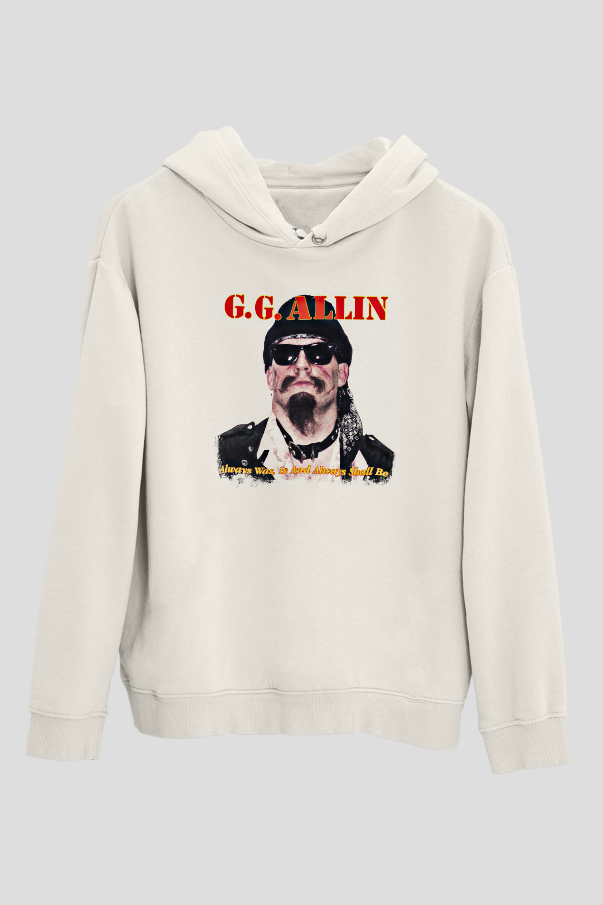 GG Allin Baskılı Unisex Beyaz Hoodie