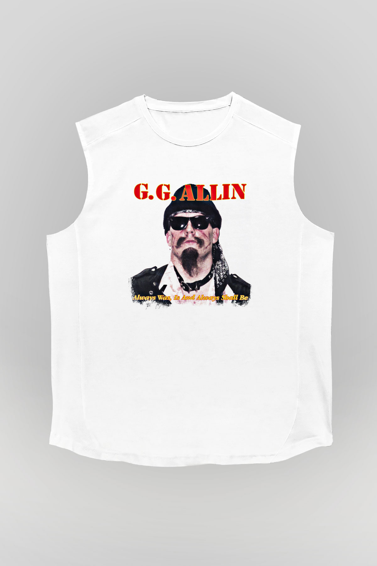 GG Allin Baskılı Unisex Beyaz Kolsuz Tişört