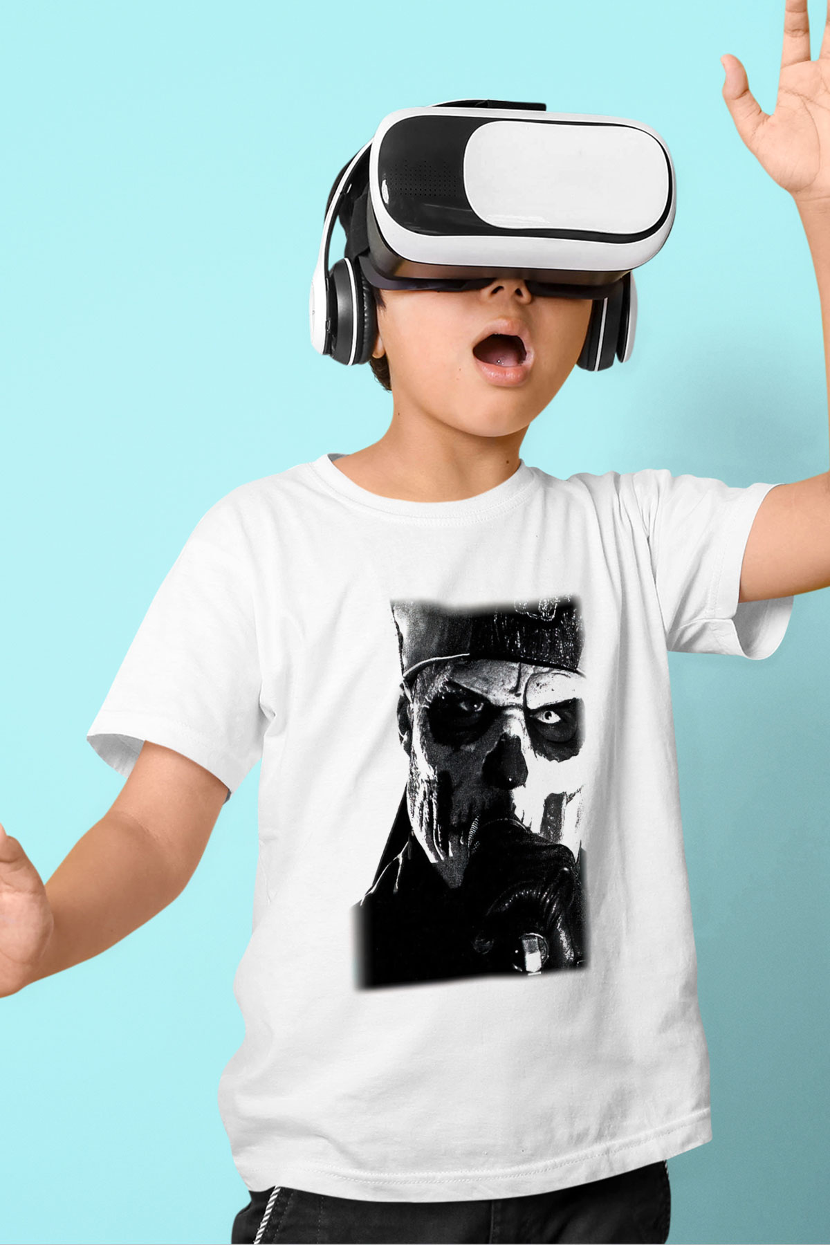Ghost Baskılı Beyaz Unisex Çocuk Tişört