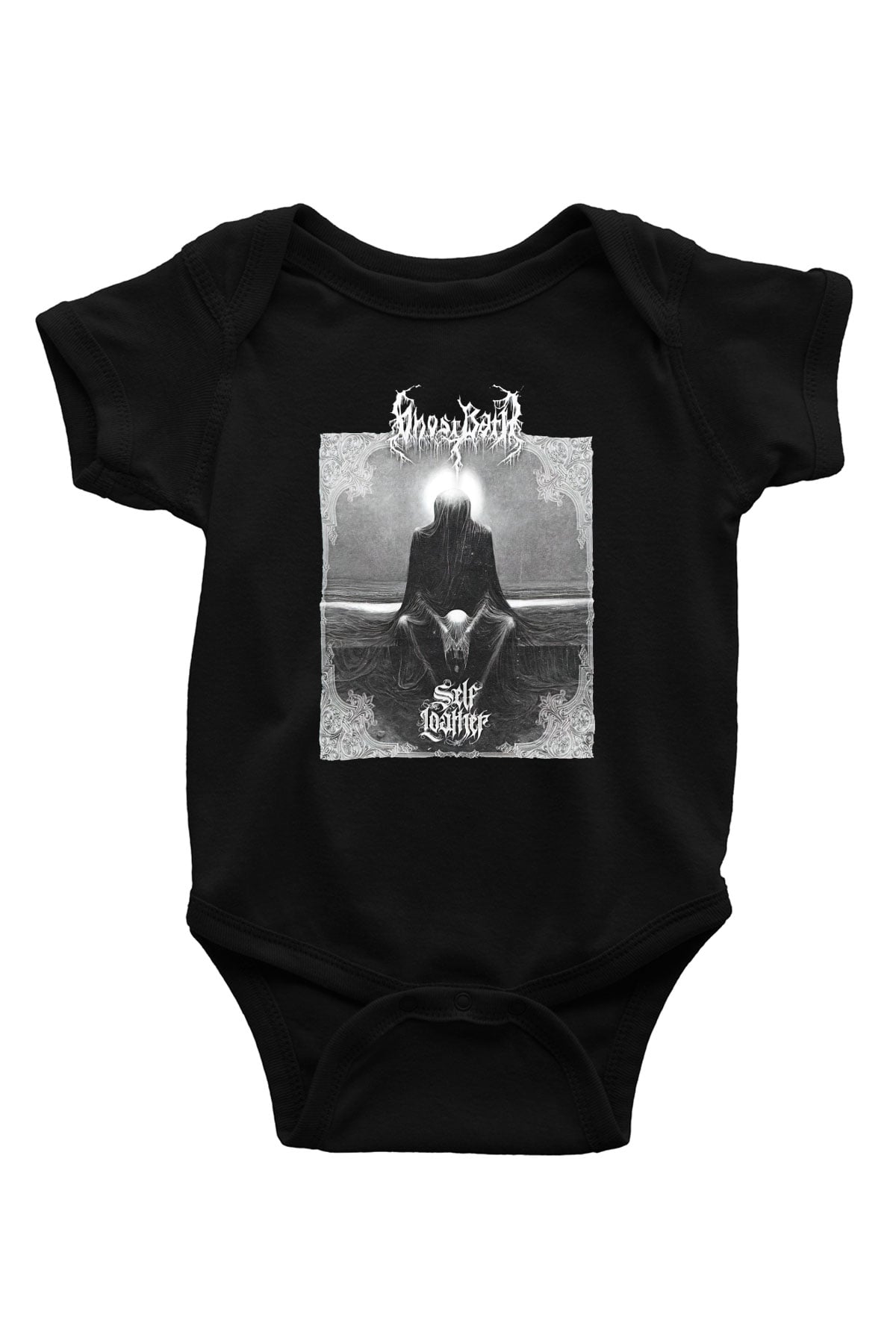 Ghost Bath Baskılı Unisex Siyah Bebek Body - Zıbın