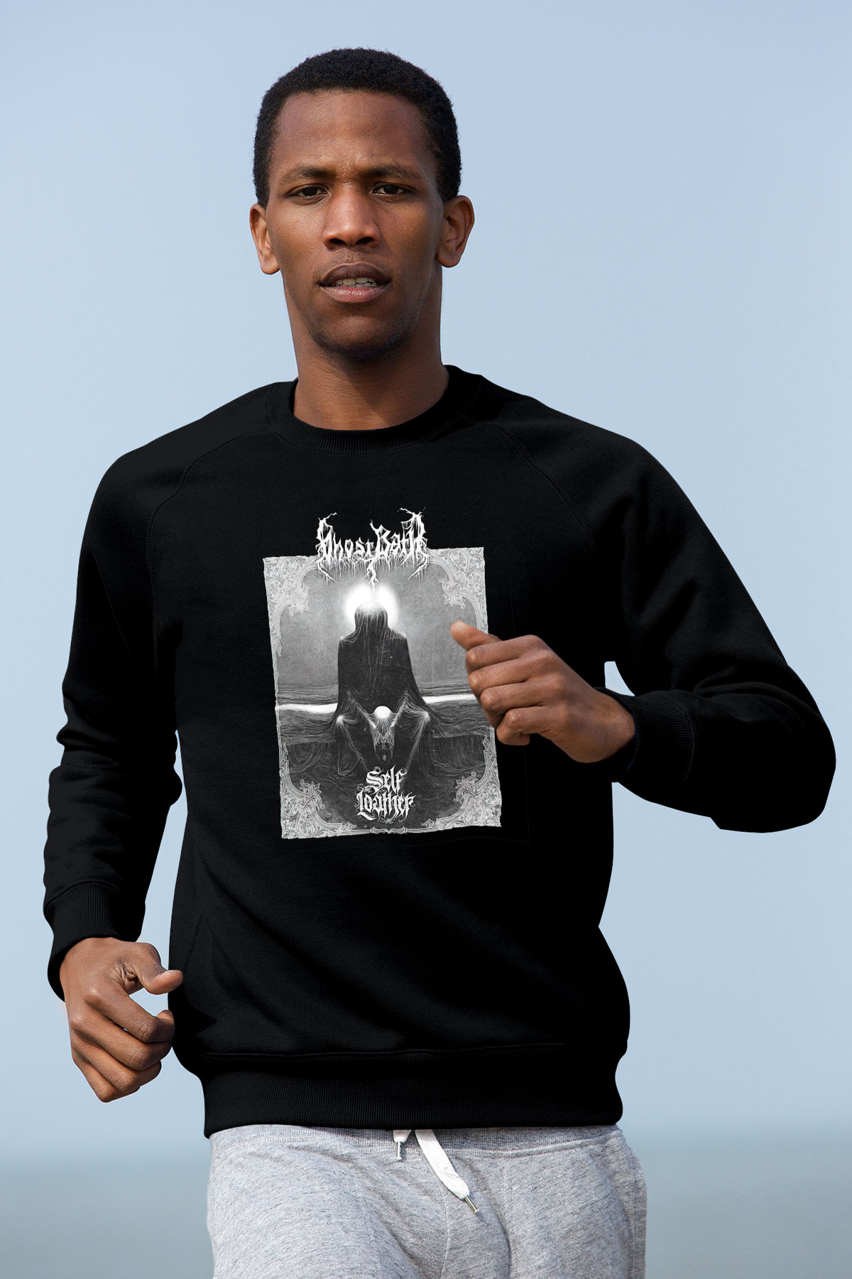 Ghost Bath Baskılı Unisex Siyah Sweatshirt
