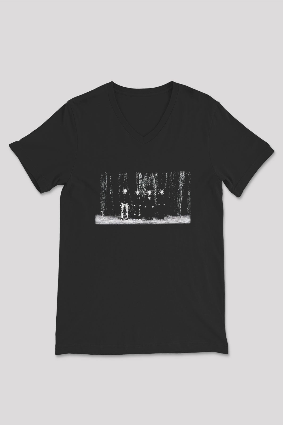 Ghost Bath Baskılı Unisex Siyah V Yaka Tişört - Tshirt