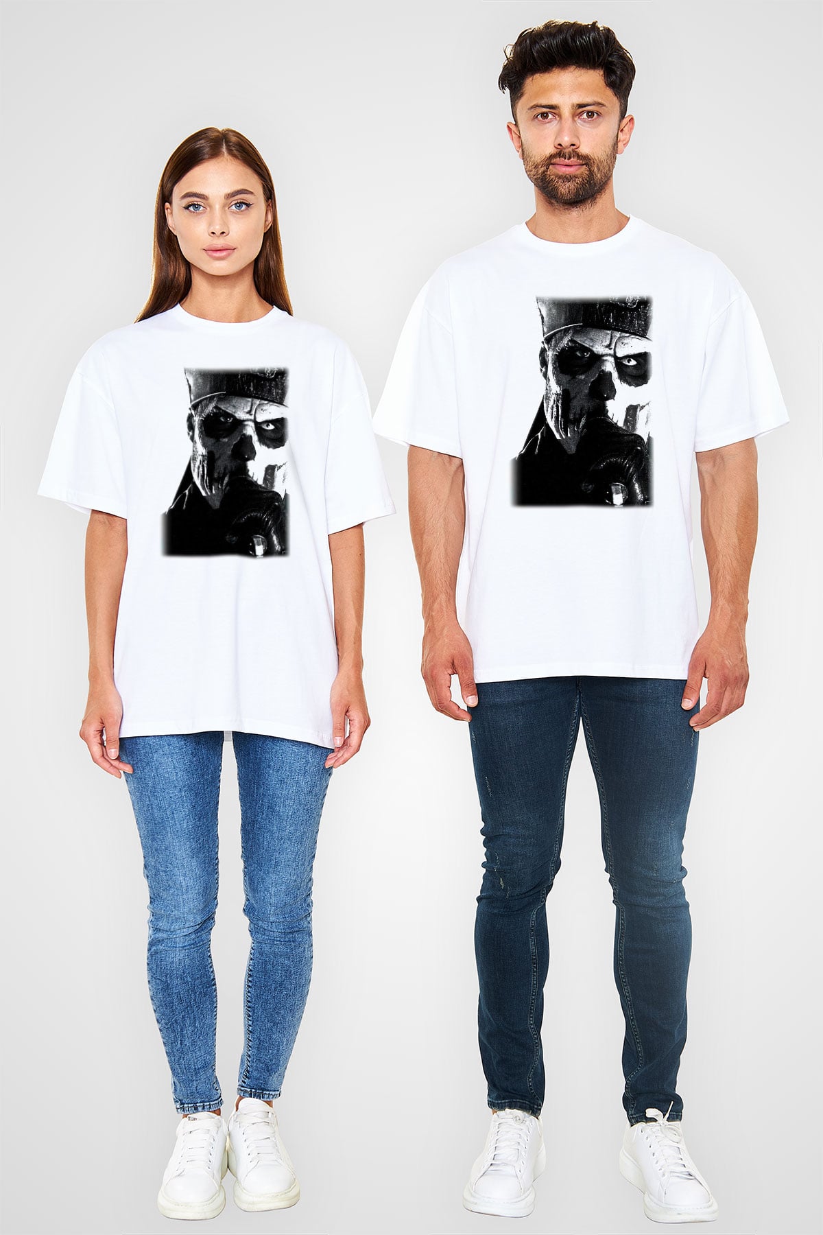 Ghost Beyaz Unisex Oversize Tişört T-Shirt