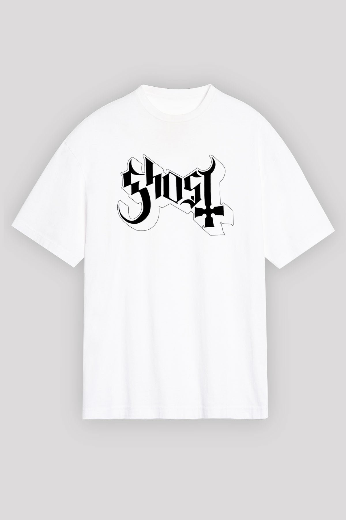 Ghost Beyaz Unisex Oversize Tişört T-Shirt