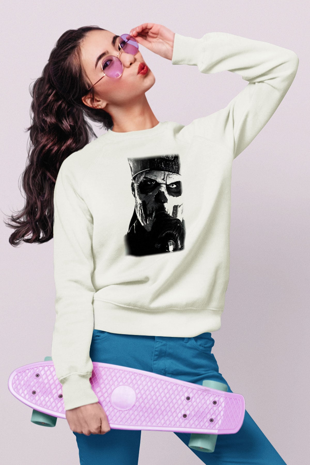Ghost Beyaz Unisex Sweatshirt