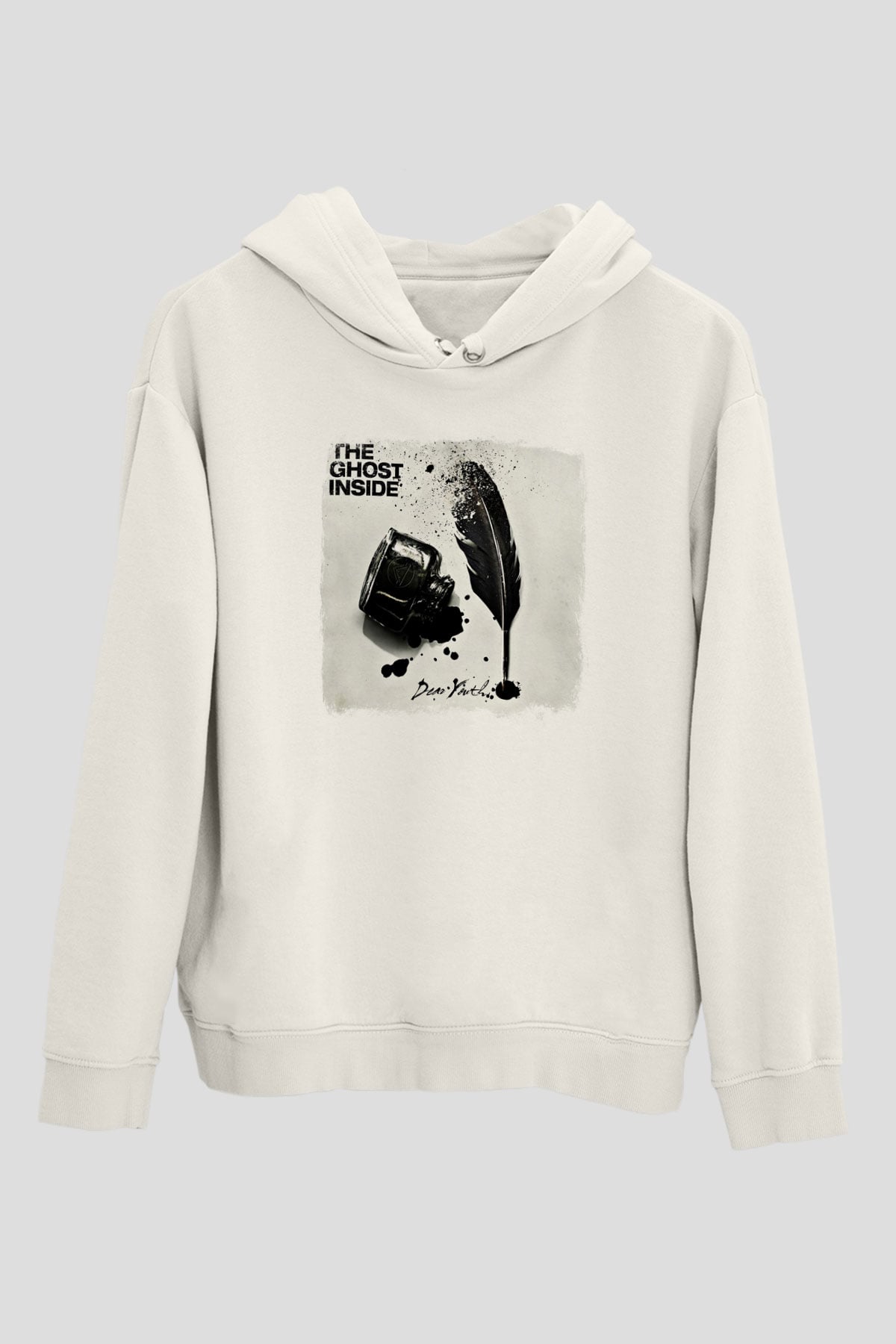 Ghost Inside Baskılı Unisex Beyaz Hoodie