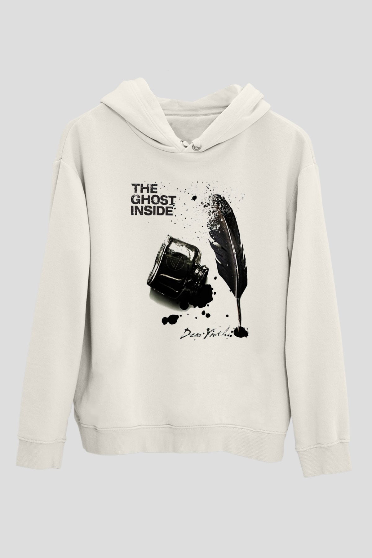 Ghost Inside Beyaz Unisex Kapşonlu Sweatshirt