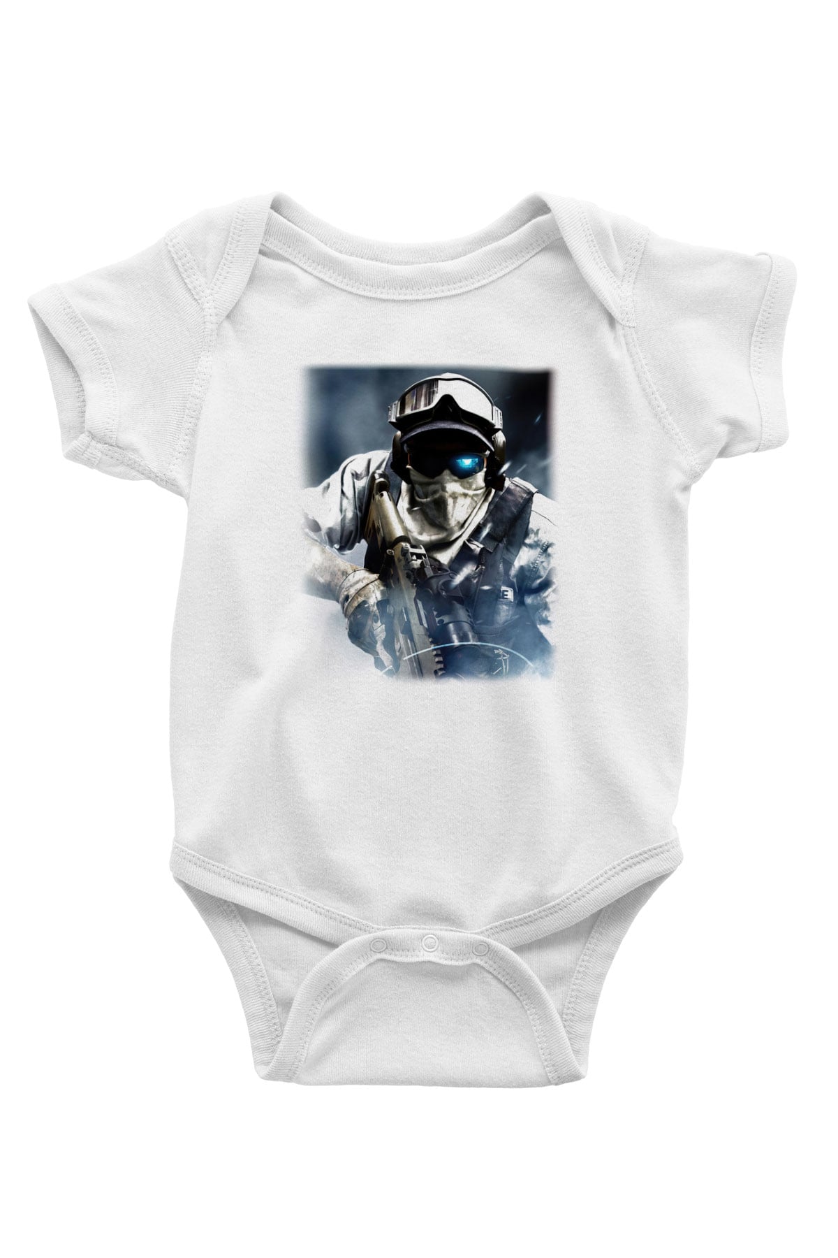 Ghost Recon Baskılı Beyaz Unisex Bebek Body - Zıbın