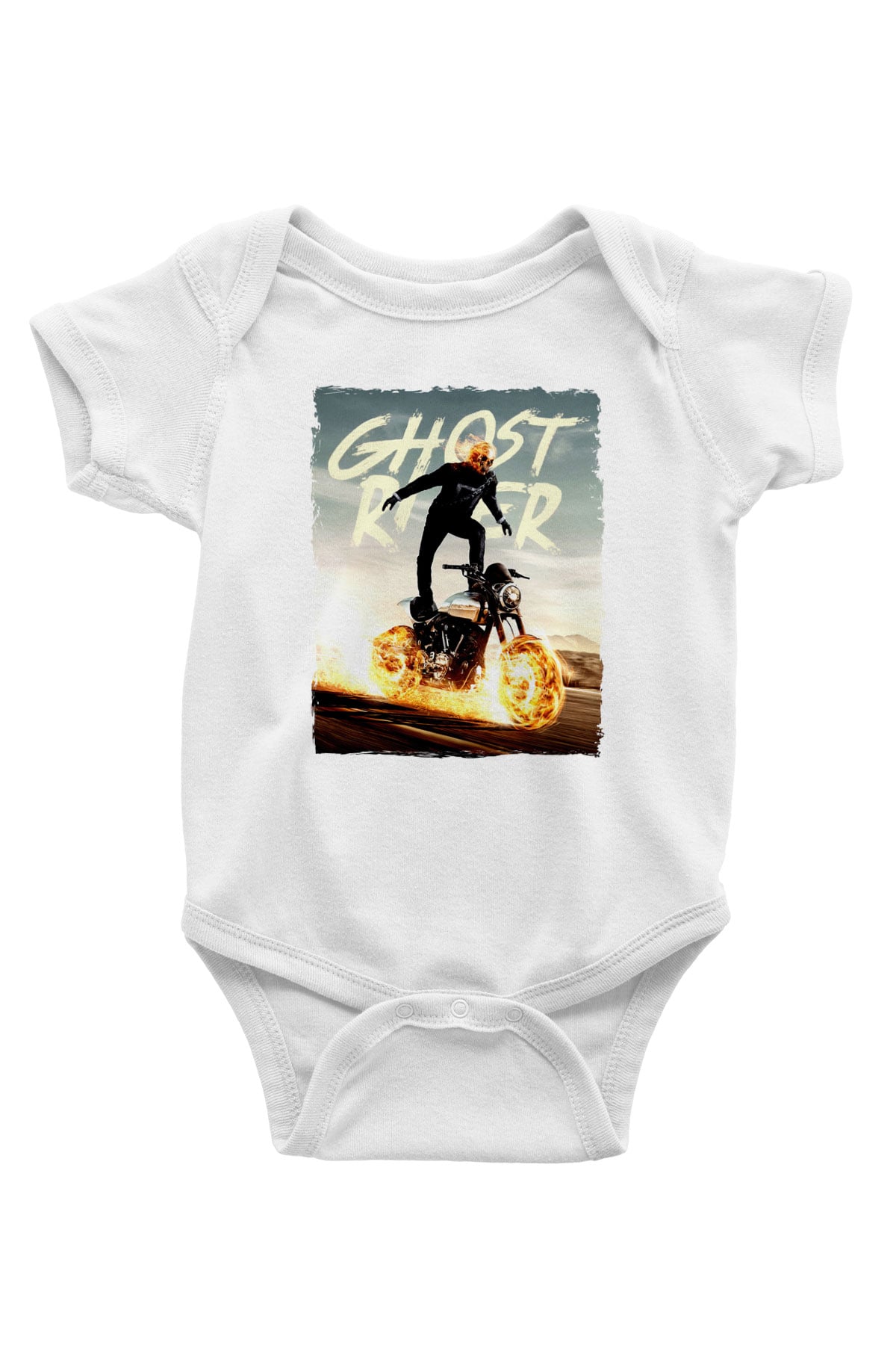 Ghost Rider Hayalet Sürücü Beyaz Bebek Body - Zıbın