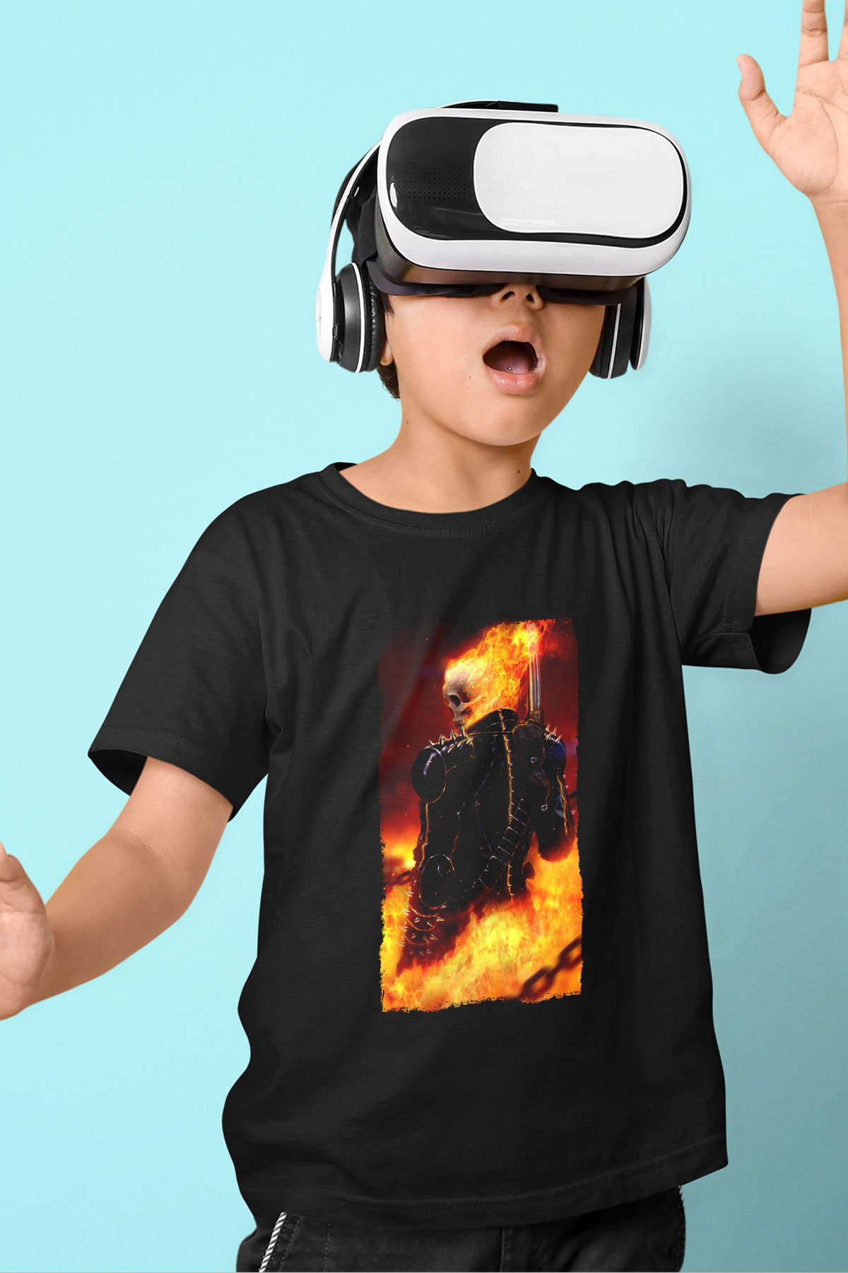 Ghost Rider Hayalet Sürücü Siyah Unisex  Çocuk Tişört