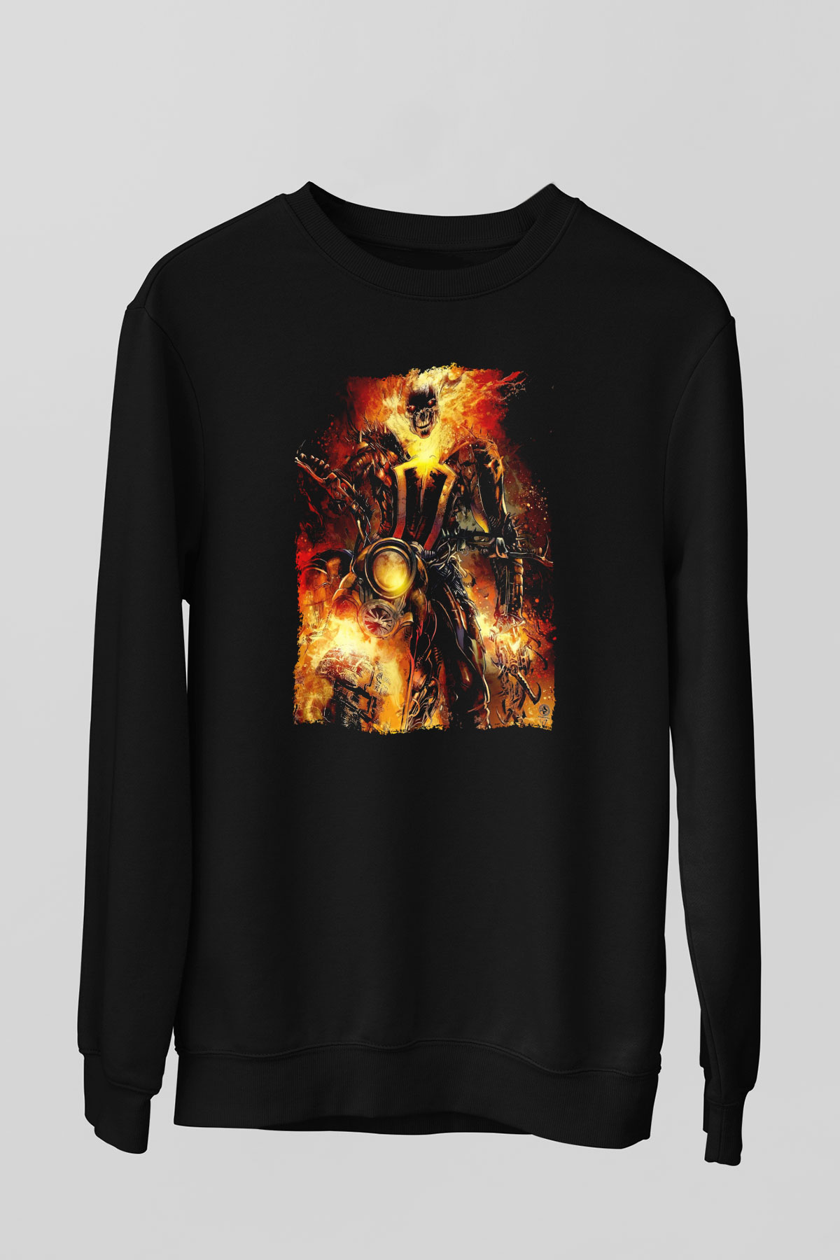 Ghost Rider Hayalet Sürücü Siyah Unisex  Sweatshirt