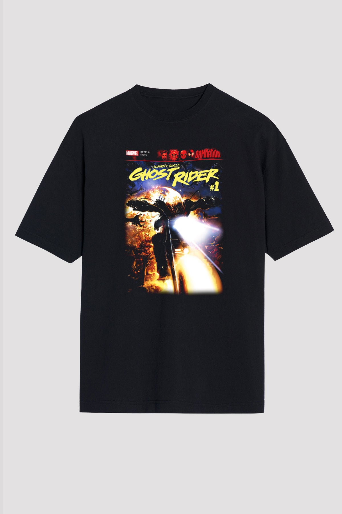 Ghost Rider Hayalet Sürücü Siyah Unisex Oversize Tişört