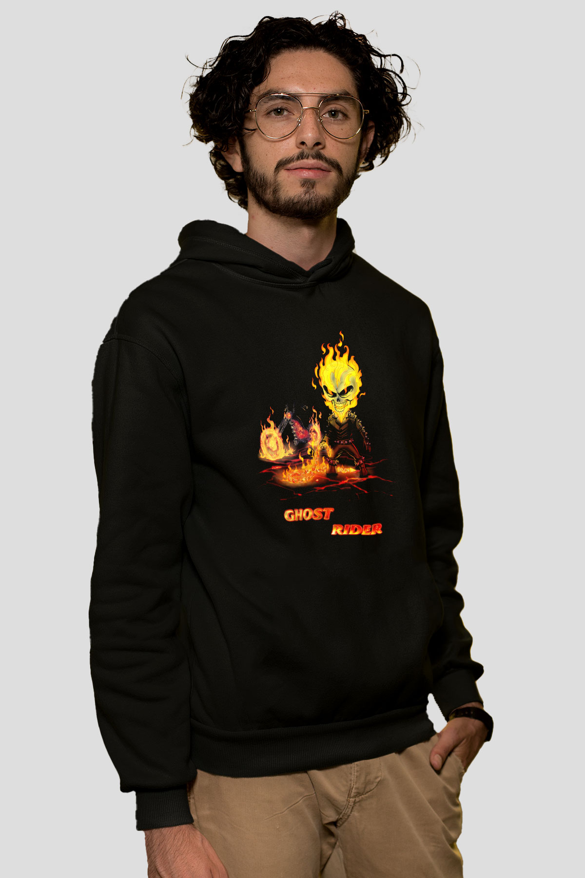Ghost Rider Hayalet Sürücü Siyah Unisex Kapüşonlu Sweatshirt