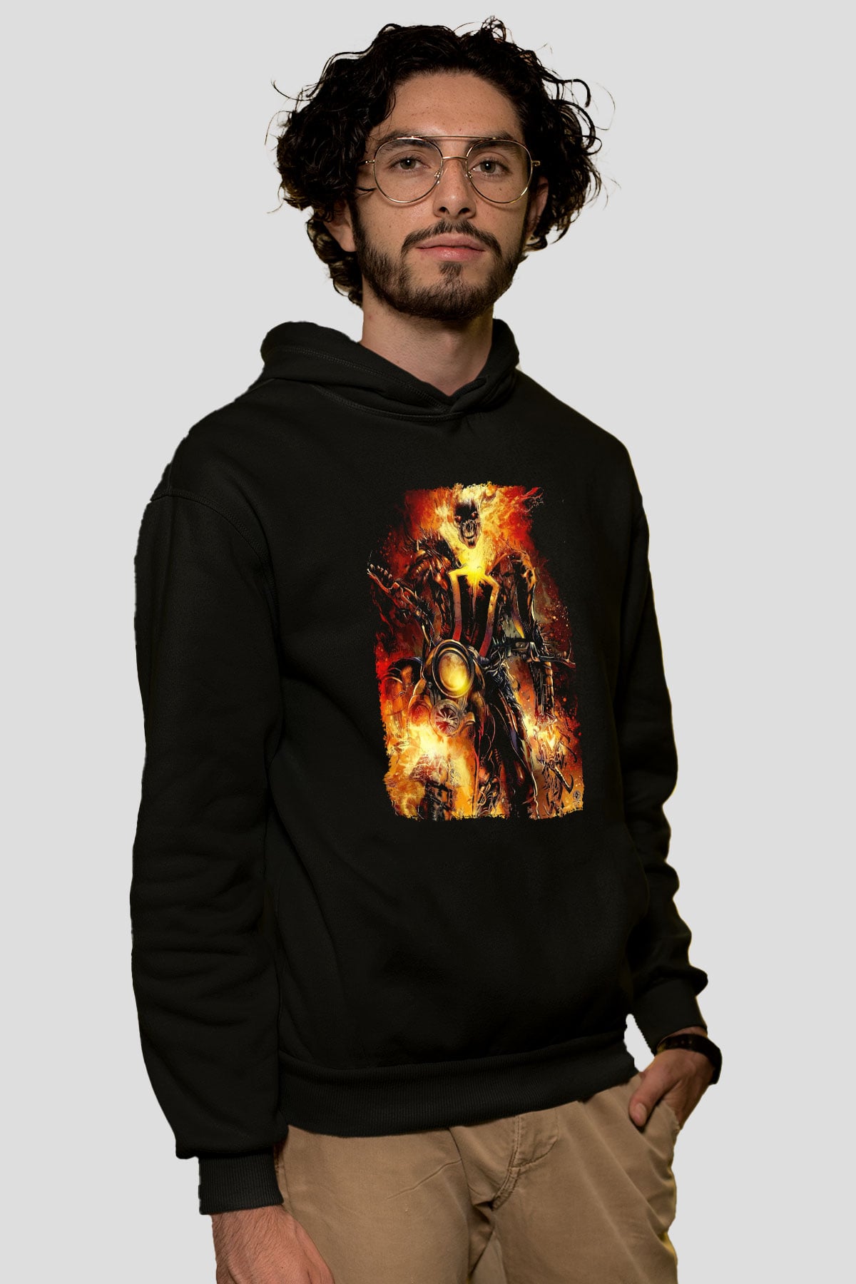 Ghost Rider Hayalet Sürücü Siyah Unisex Hoodie