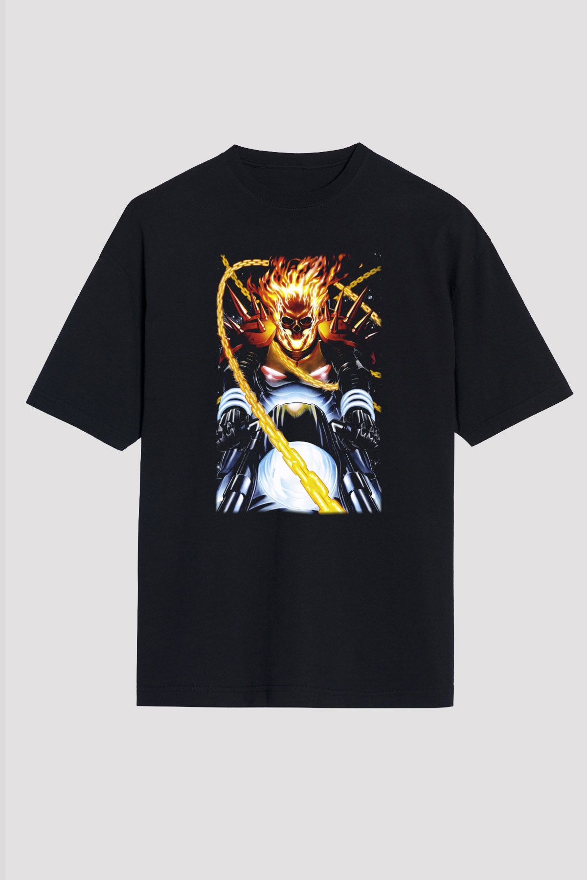 Ghost Rider Hayalet Sürücü Siyah Unisex Oversize Tişört