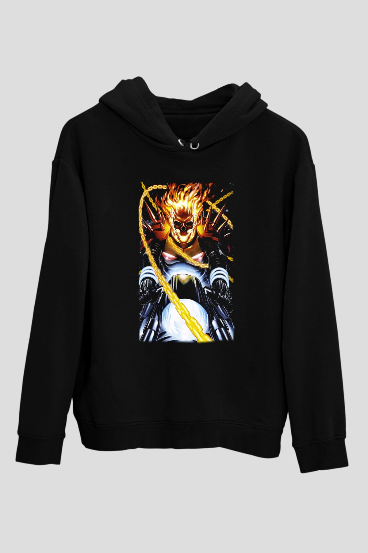 Ghost Rider Hayalet Sürücü Siyah Unisex Kapüşonlu Sweatshirt