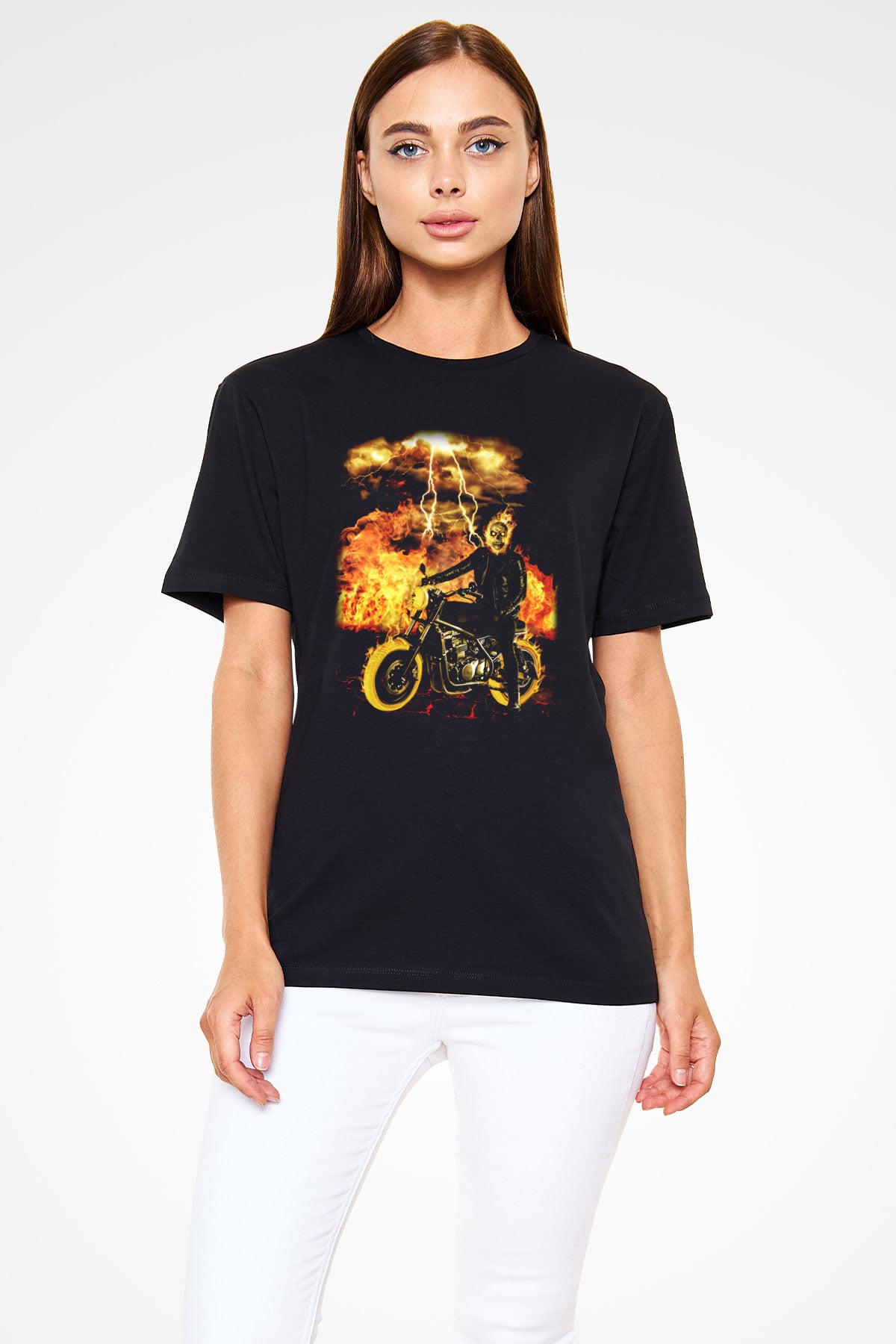 Ghost Rider Hayalet Sürücü Siyah Unisex Tişört