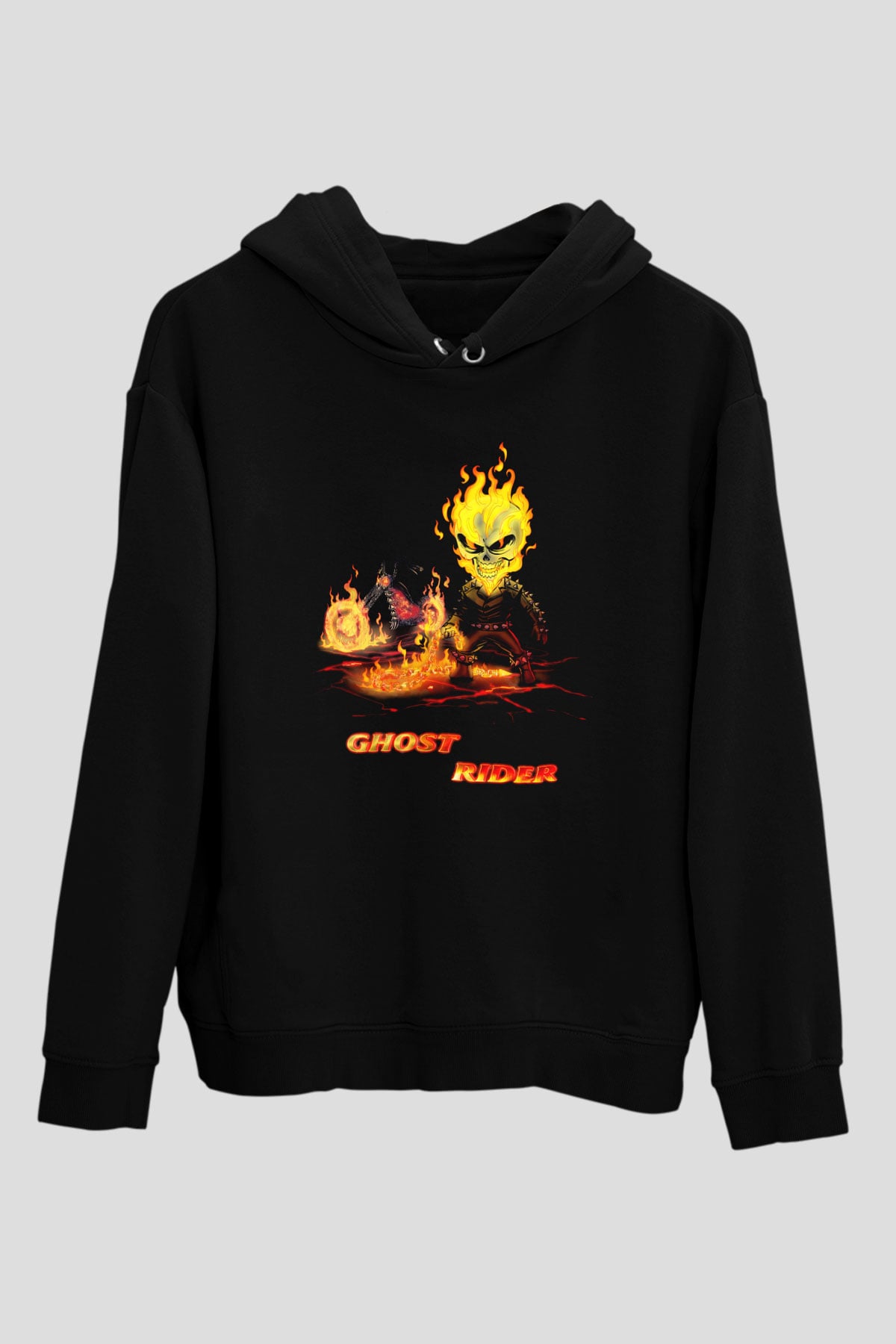 Ghost Rider Hayalet Sürücü Siyah Unisex Kapüşonlu Sweatshirt